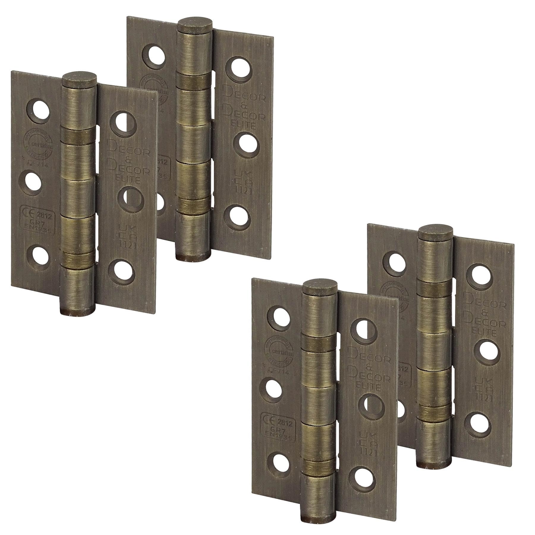 Ball Bearing Fire Rated Door Hinges - 76mm - Antique Brass - 2 Pairs - Decor And Decor