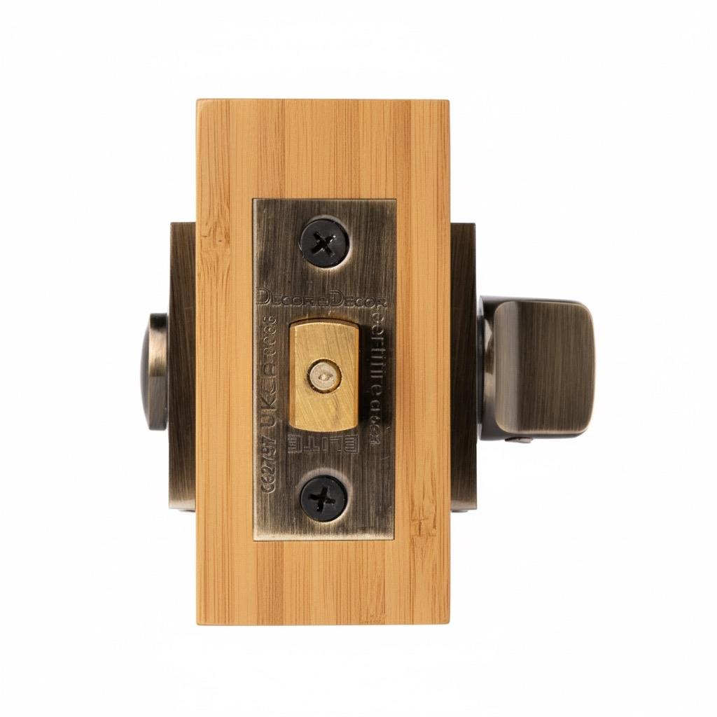 Fire Rated Tubular Mortice Deadbolt and Square Bathroom Turn And Release Thumbturn - Antique Brass – view 2