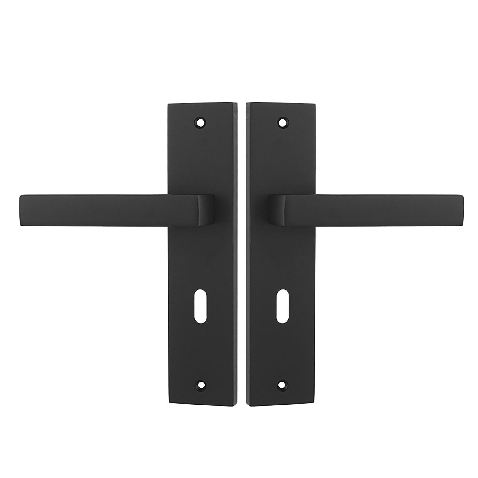 Lumina Door Handle on Backplate - Key Hole - Matt Black