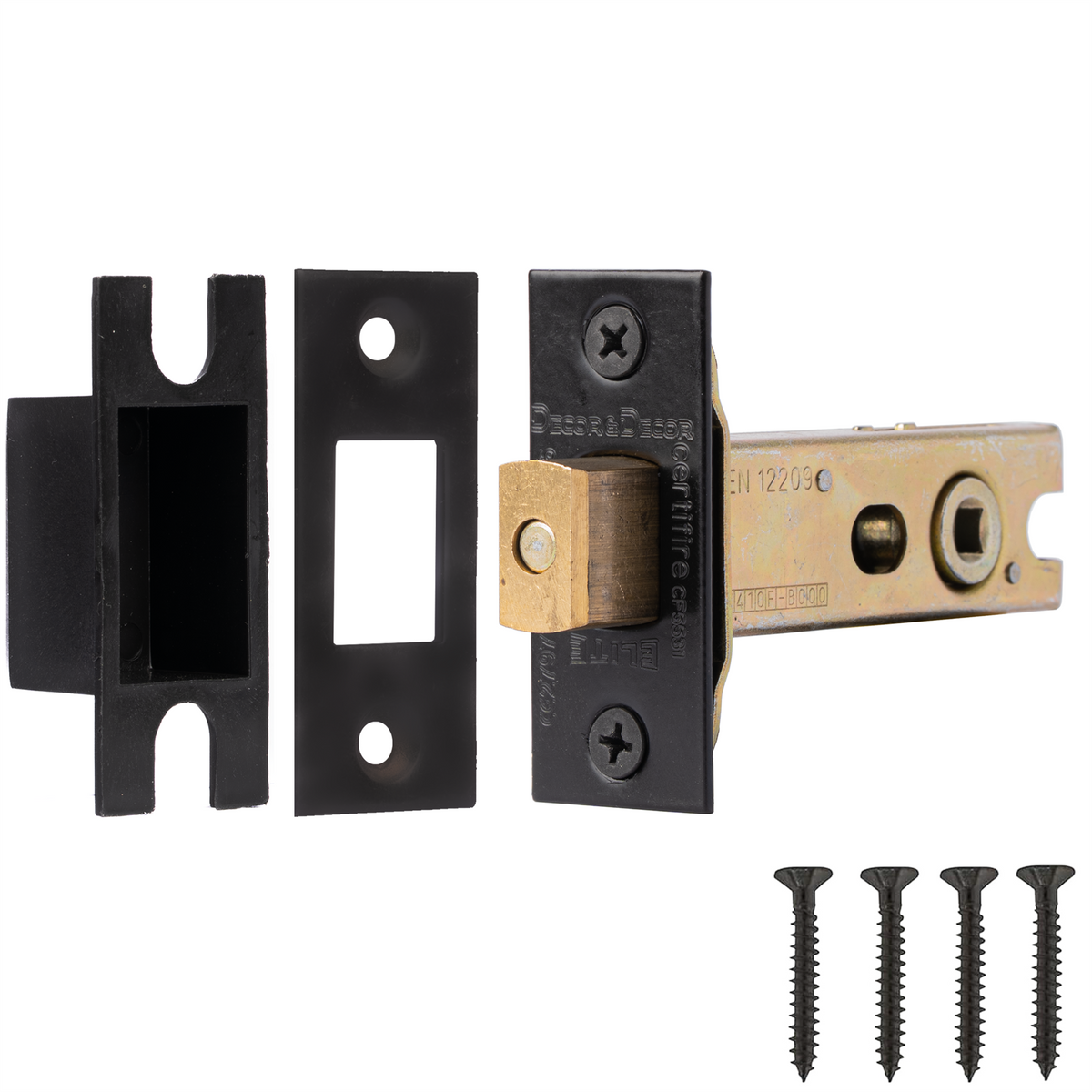 Fire Rated Tubular Mortice Deadbolt and Square Bathroom Turn And Release Thumbturn - Matt Black – view 10