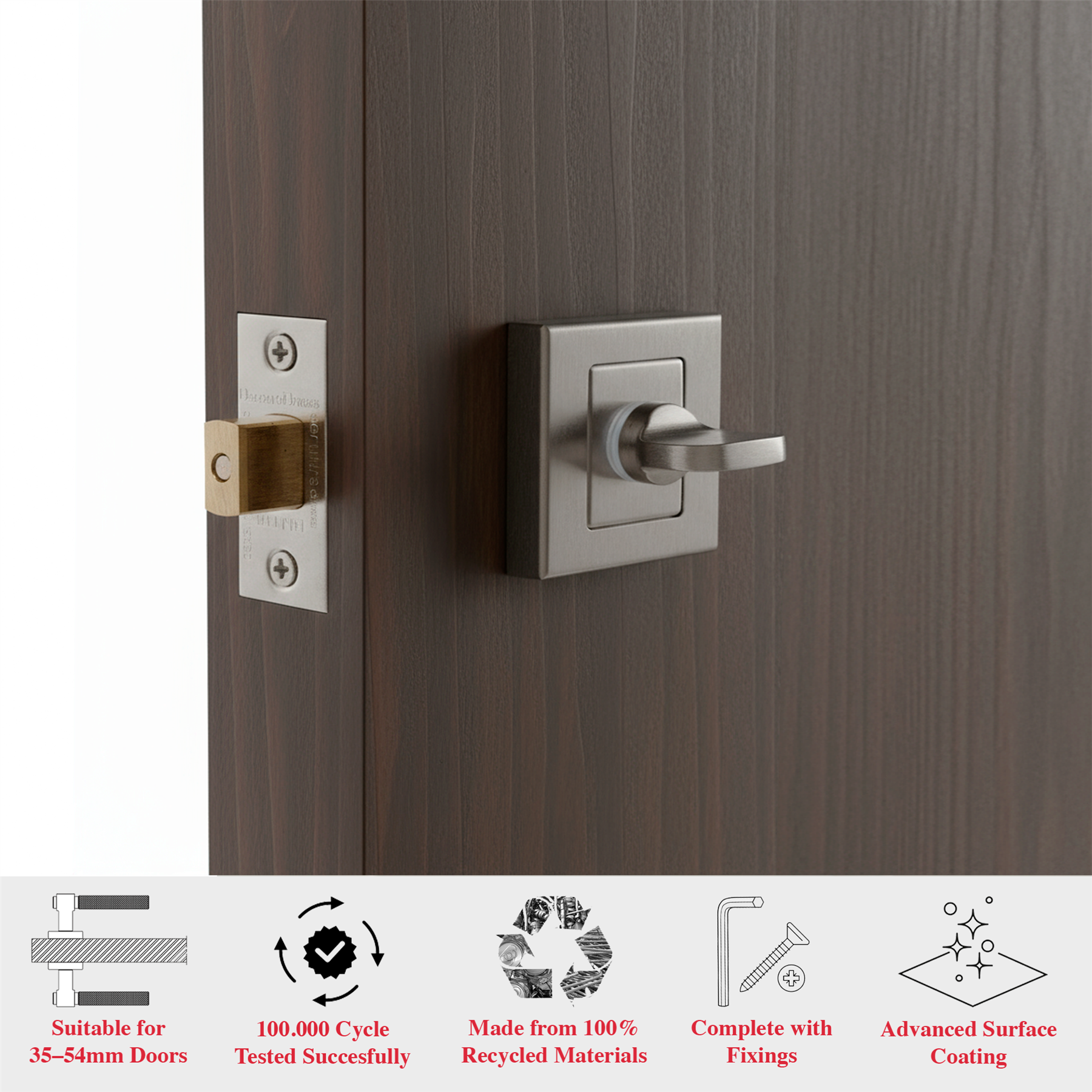 Fire Rated Tubular Mortice Deadbolt and Square Bathroom Turn And Release Thumbturn - Satin Nickel - Wc Thumb Turn | Decoranddecor