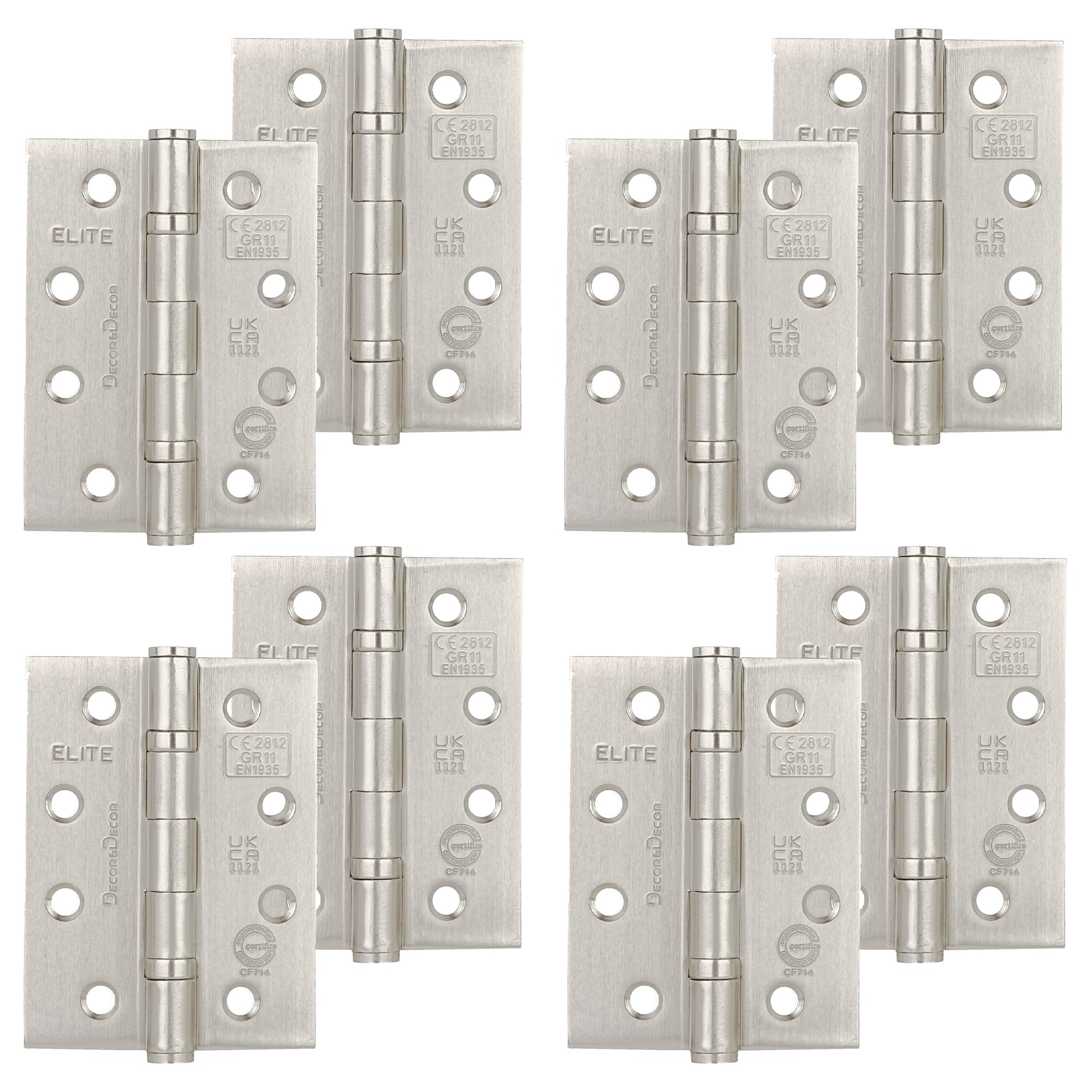 Ball Bearing Fire Rated Door Hinges - 102mm - Satin Nickel - 4 Pairs - Decor And Decor