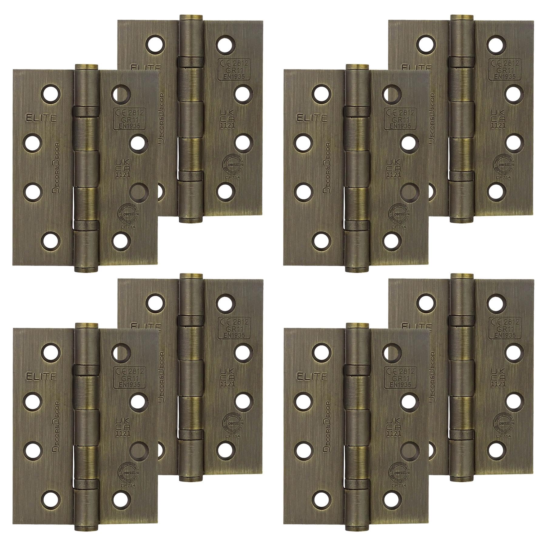 Ball Bearing Fire Rated Door Hinges - 102mm - Antique Brass - 4 Pairs - Decor And Decor