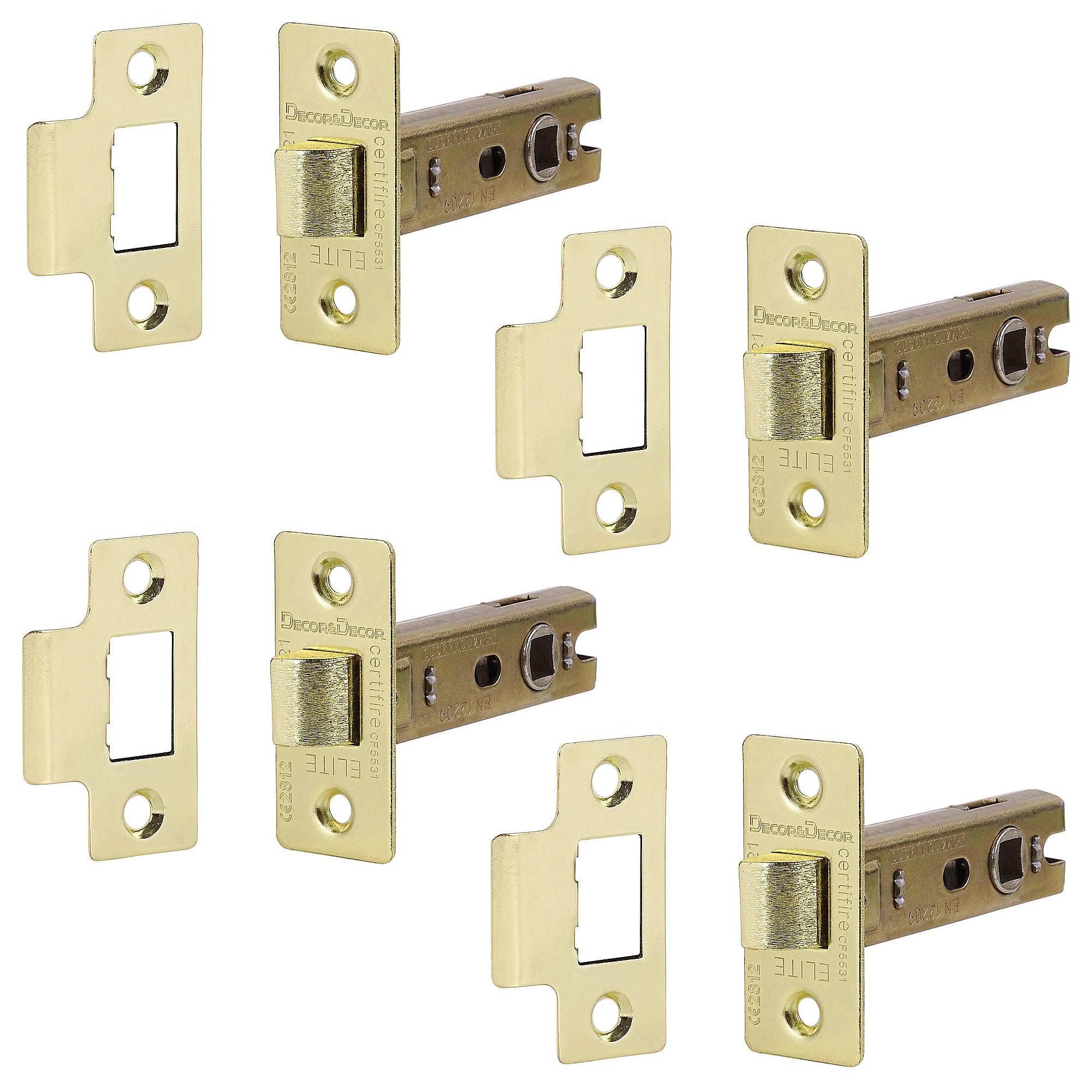 Fire Rated Tubular Mortice Latch - 64mm - Polished Brass - 4 Pack - Decor And Decor