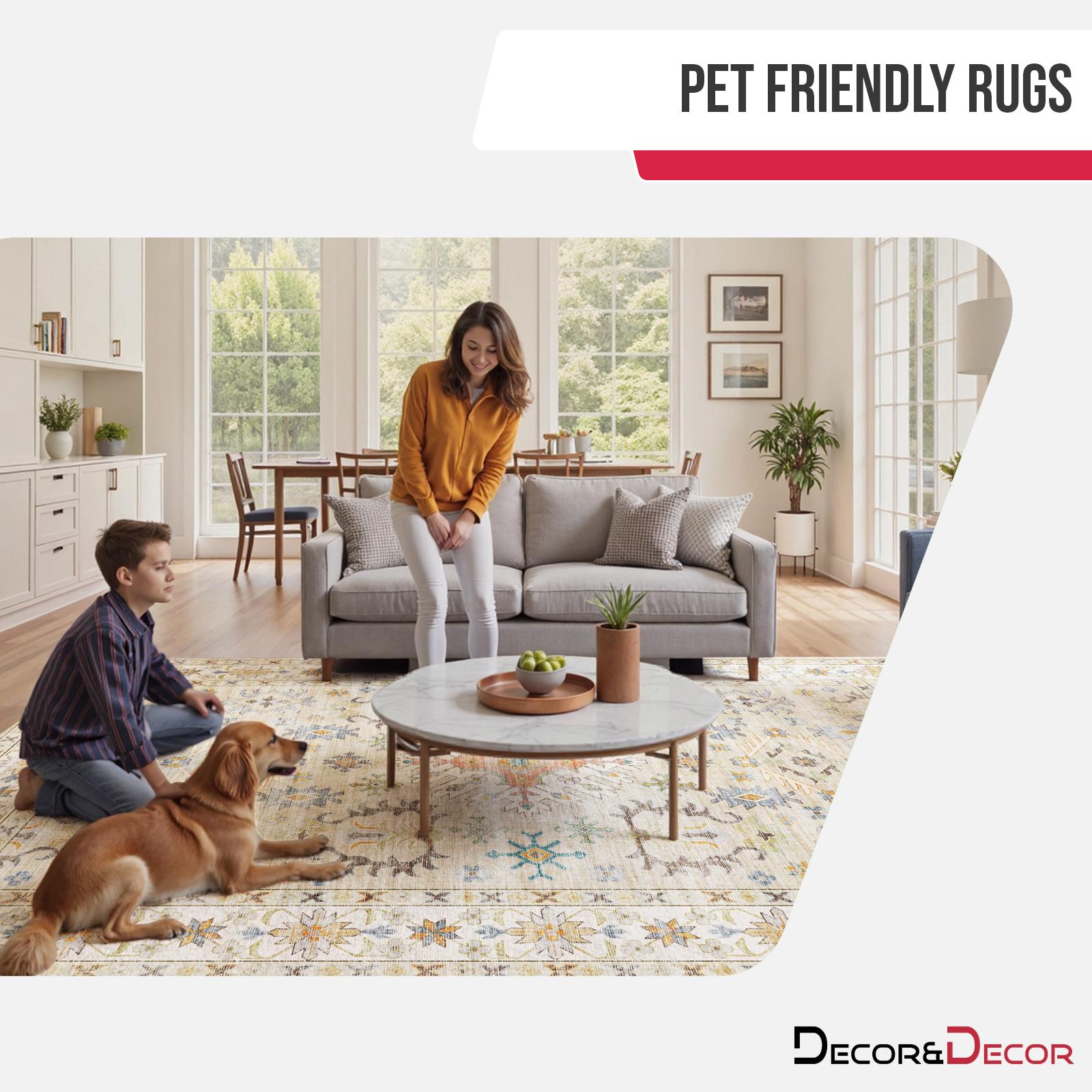Tessia - Vintage Washable Large Living Room Rug - 160x230cm