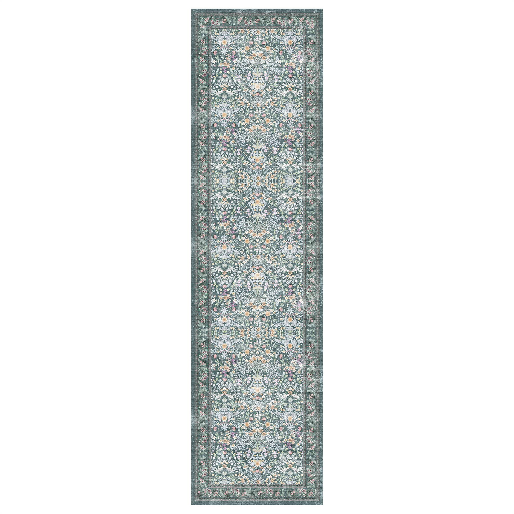 Zafira - Floral Washable Long Runner Rug - 80x300cm