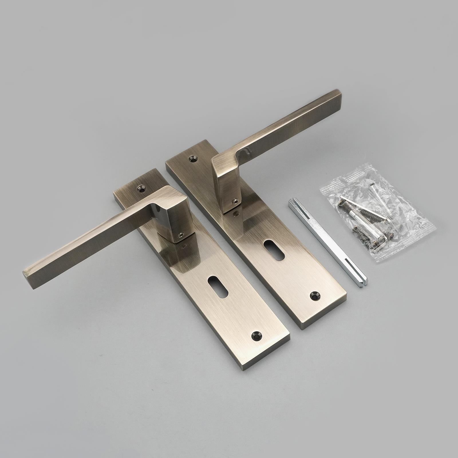Spectra Door Handle on Backplate - Key Hole - Antique Brass