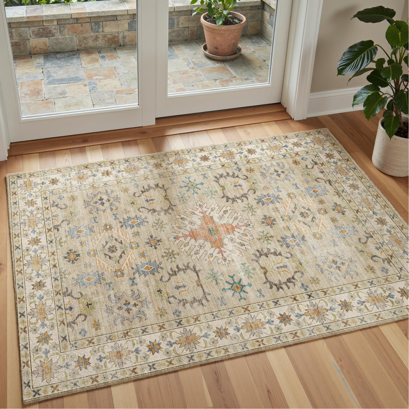 Tessia - Vintage Washable Large Living Room Rug - 160x230cm