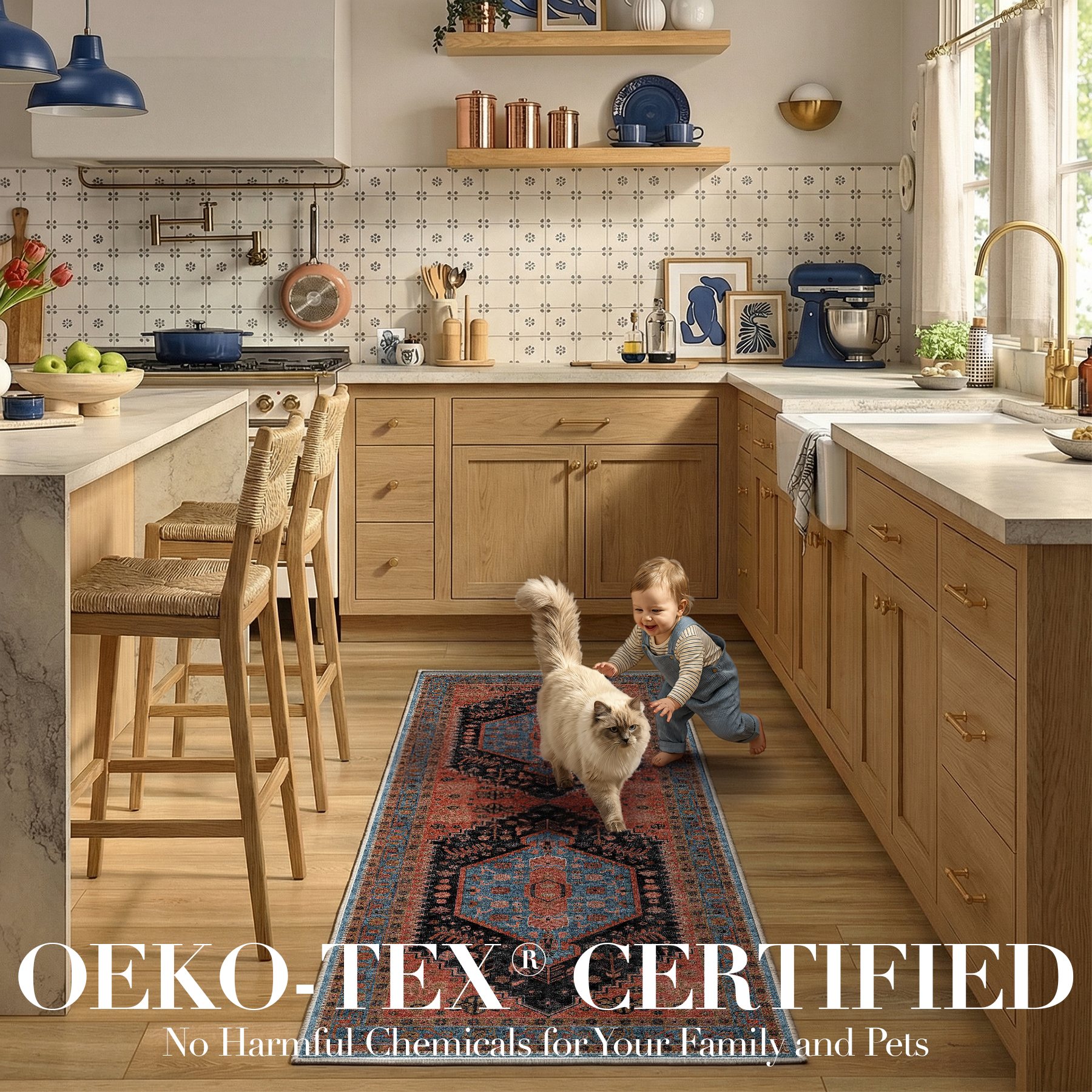Lunora - Traditional Washable Kitchen Rug - 80x150cm