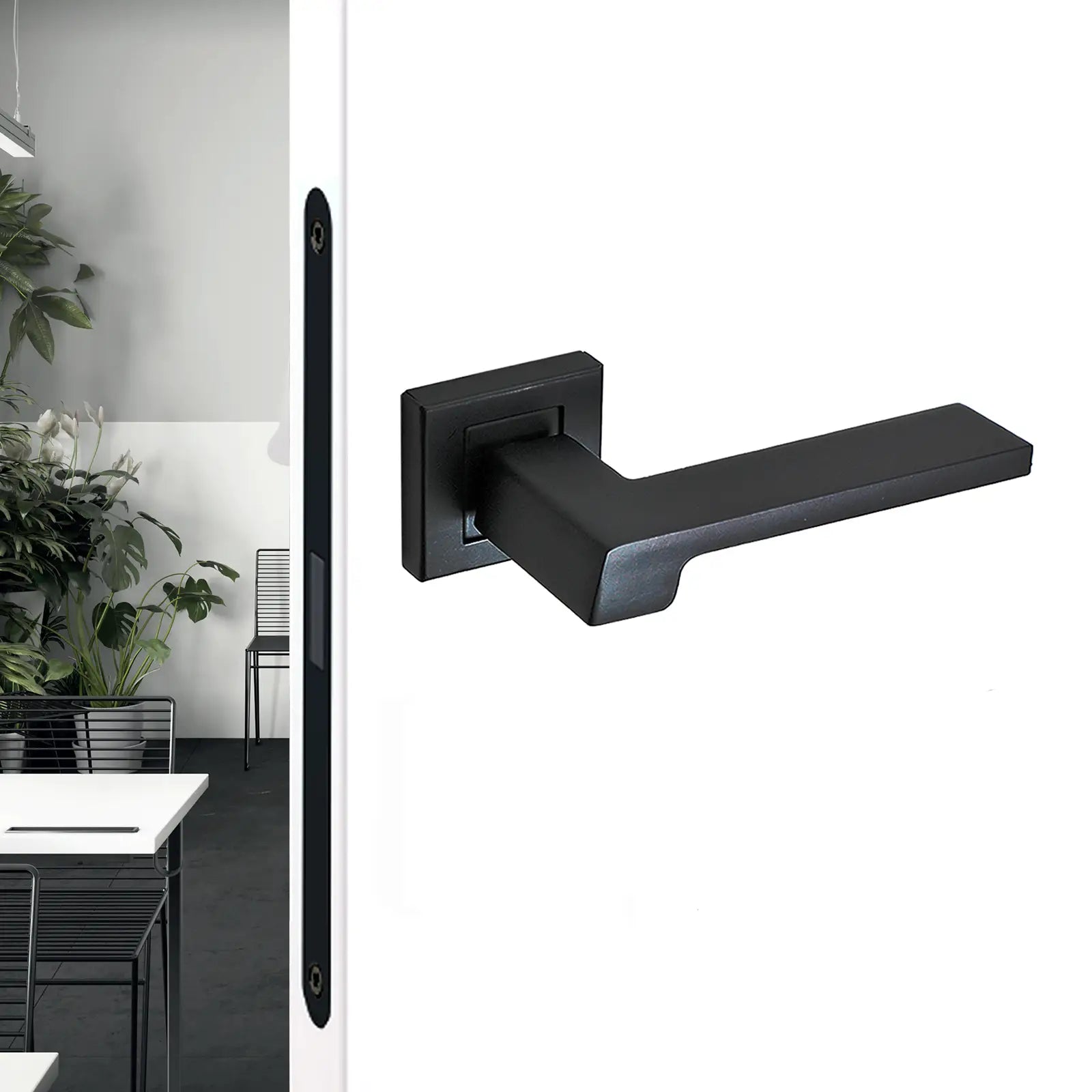 Spectra Matt Black Passage Door Lever Handles - Latch Kit Set - Decor And Decor