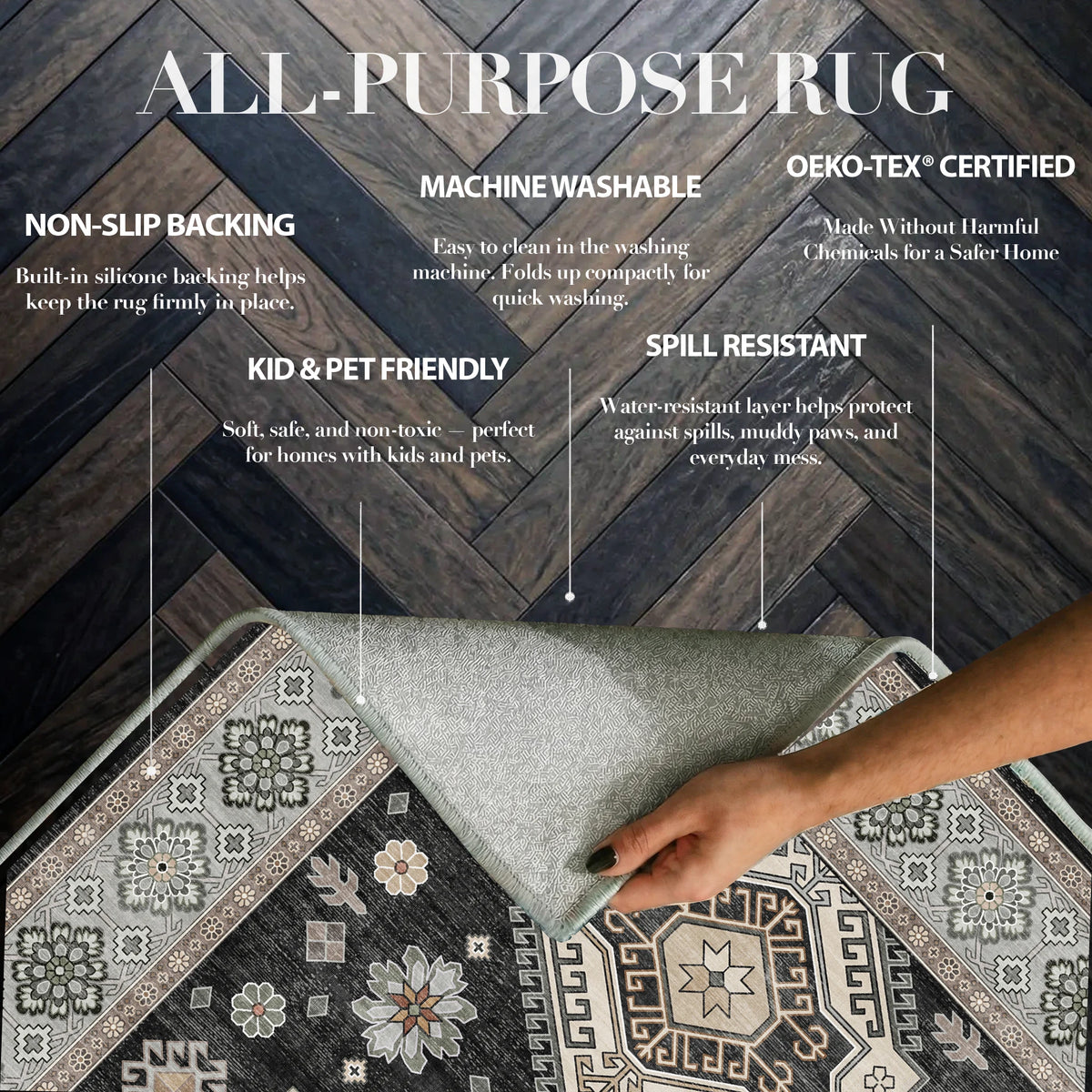 Duskra - Persian Washable Runner Hallway Rug - 80x300cm – view 3