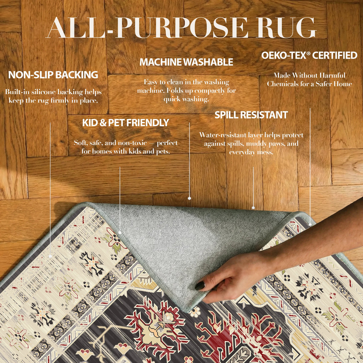 Florin - Persian Washable Small Rug - 80x150cm – view 3