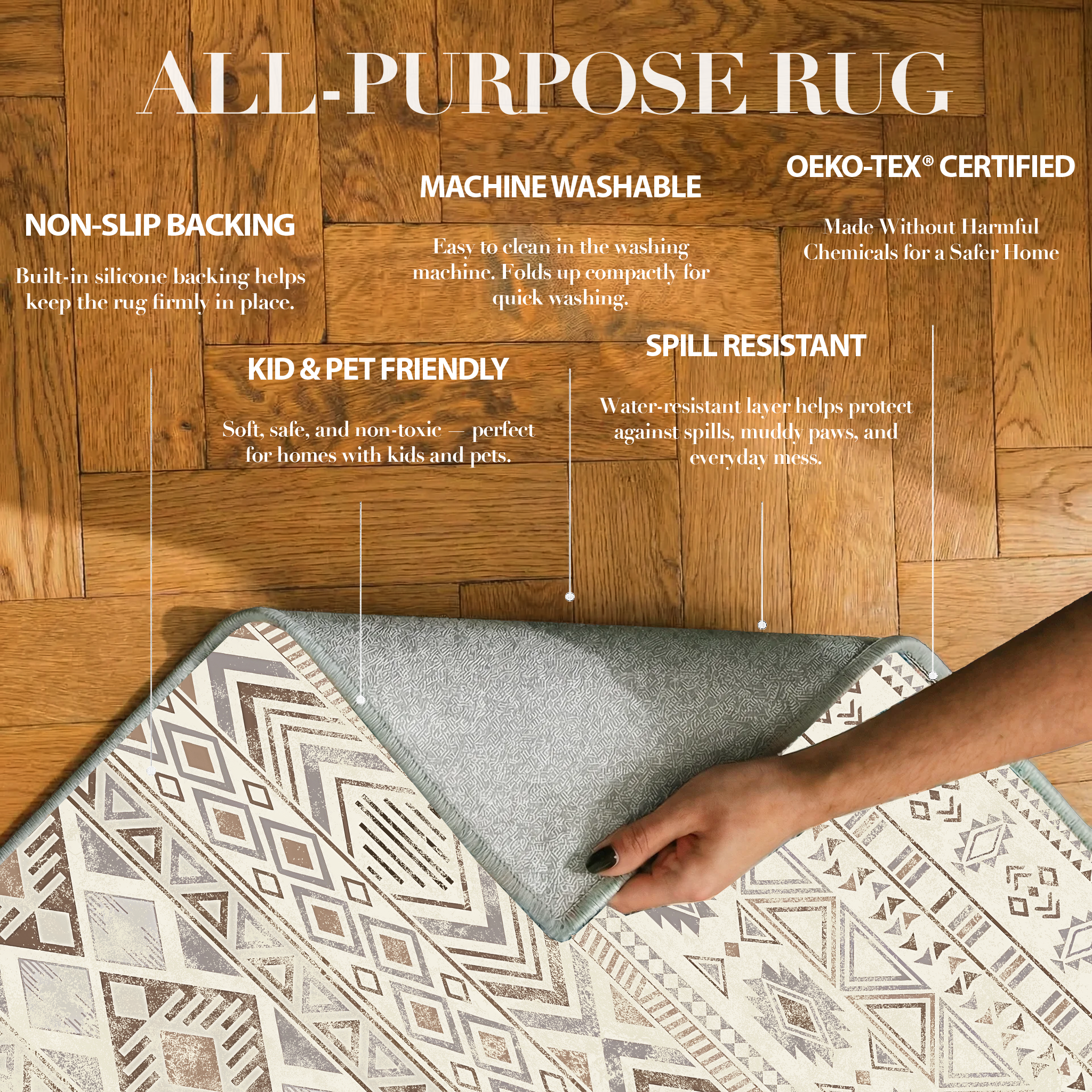 Nomira - Traditional Washable Kitchen Rug - 80x150cm