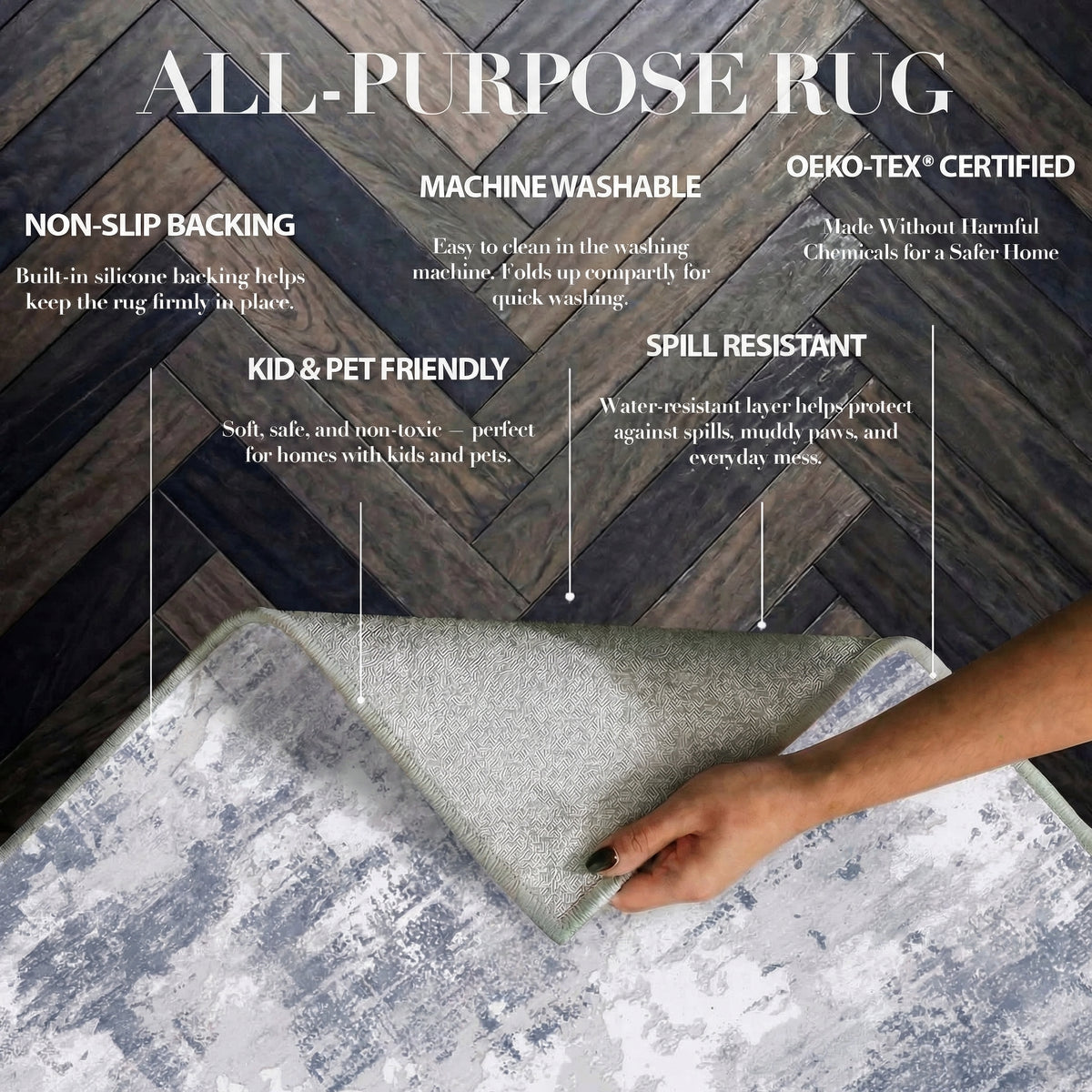 Ravine - Abstract Washable Medium Area Rug - 120x170cm – view 3