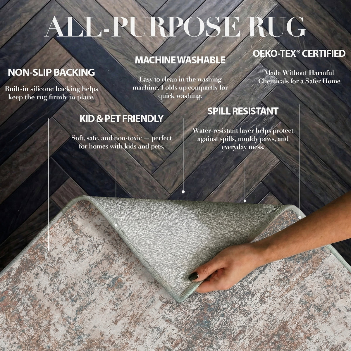 Trivon - Abstract Washable Small Rug - 80x150cm – view 3