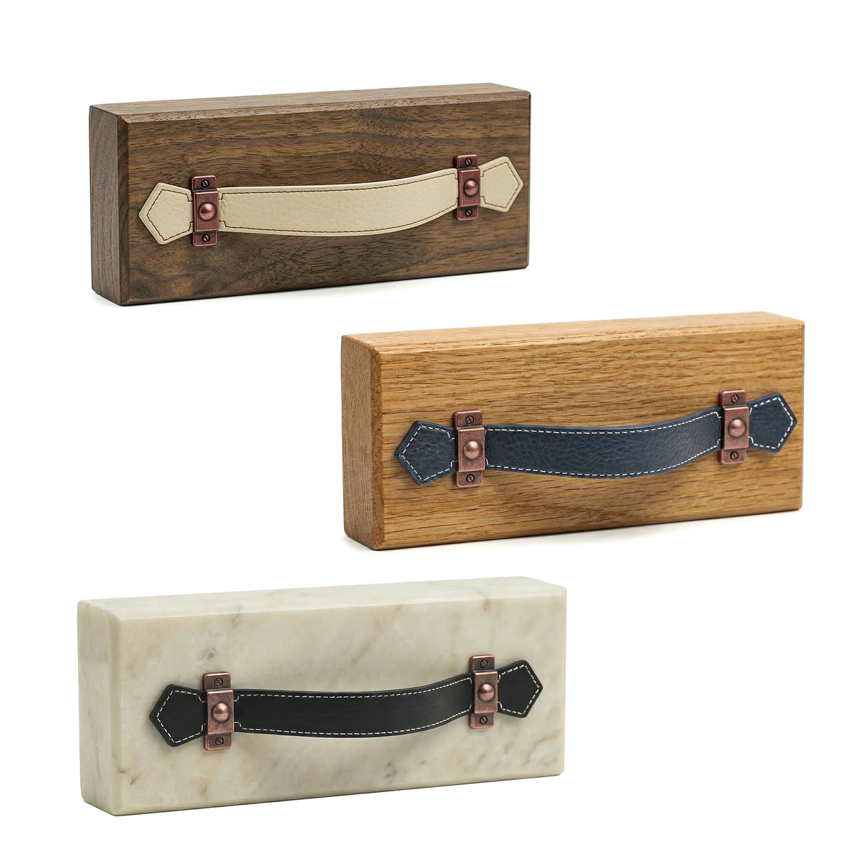 Leather Cabinet Pulls and Strap Handles To Match