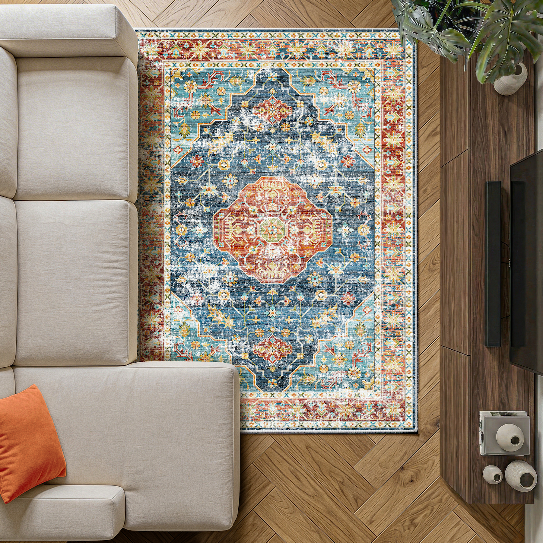 Avenza - Traditional Washable Medium Area Rug - 120x170cm