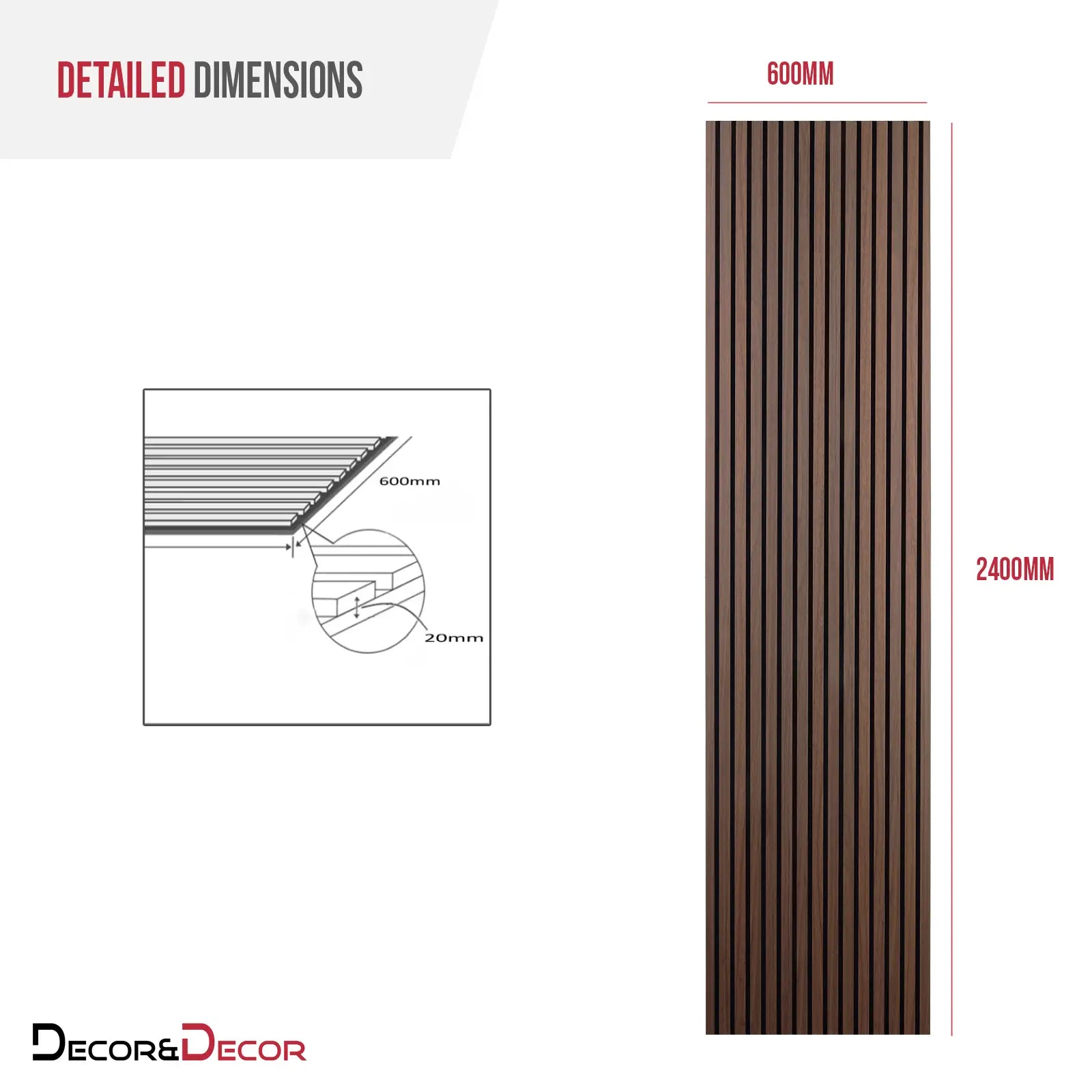 Acoustic Slat Wood Wall Panel - Smoked Oak - 2400 - Decor And Decor