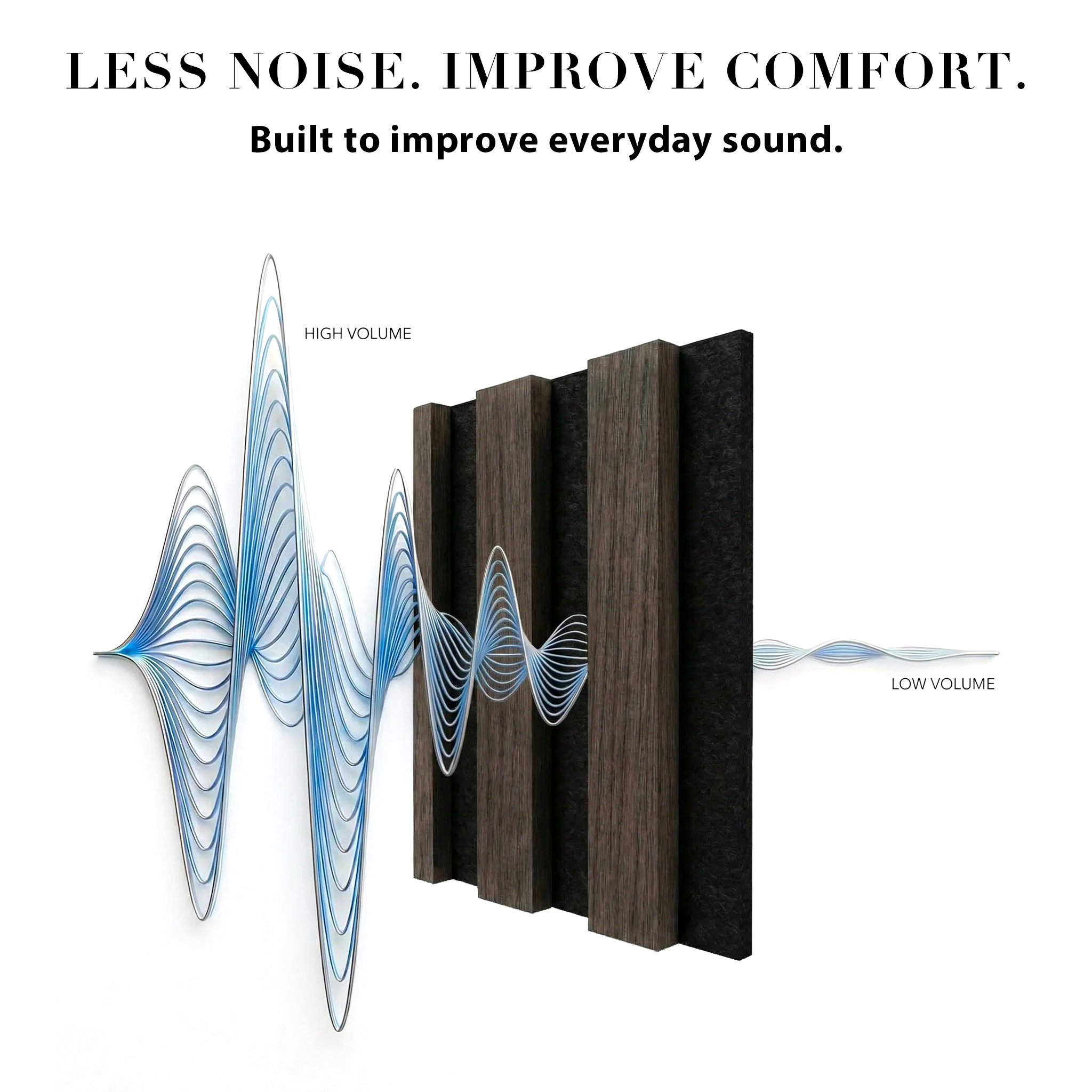 Acoustic Slat Wood Wall Panel - Grey - 1200 - 2 Pack