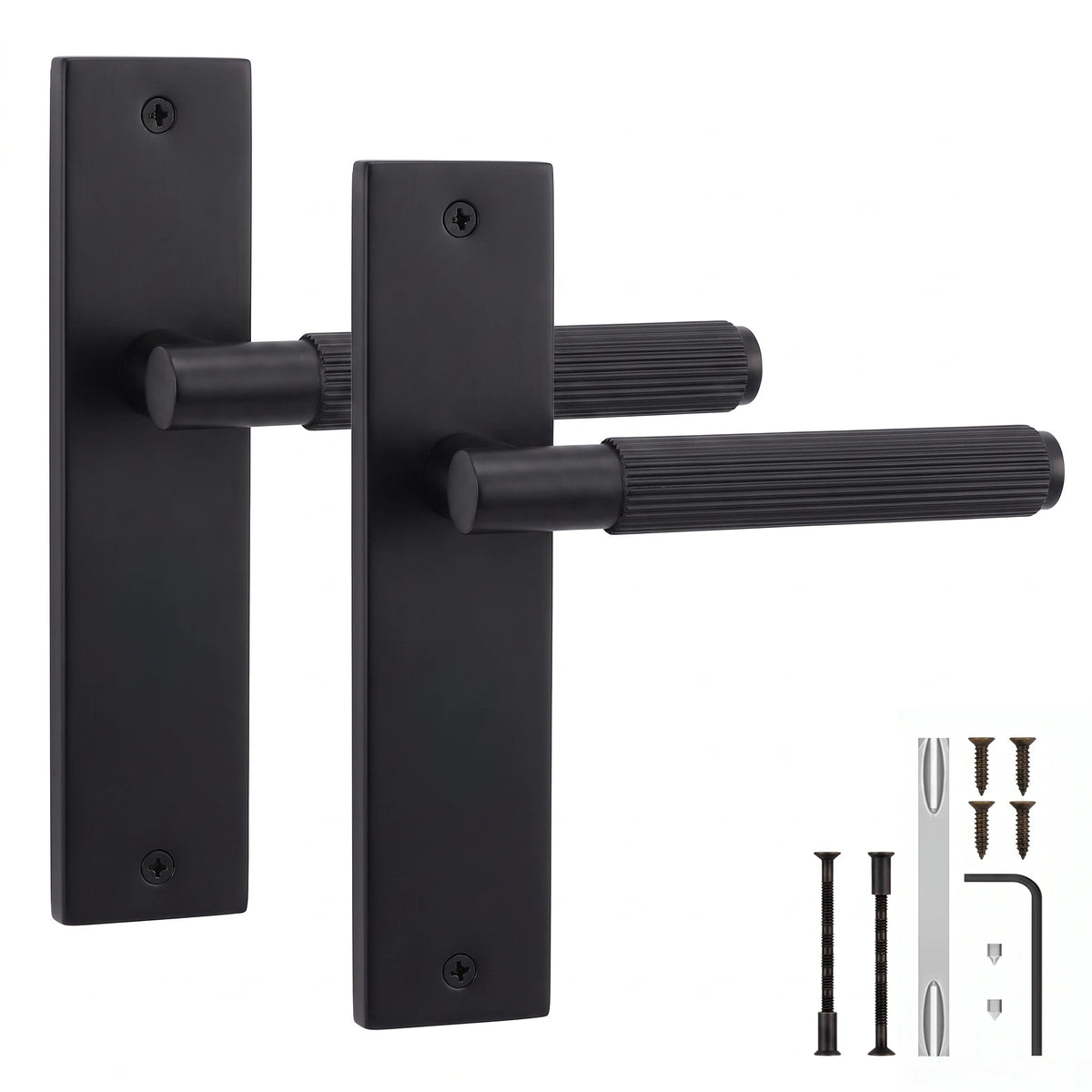 Hera Door Handle on Backplate - Plain - Matt Black