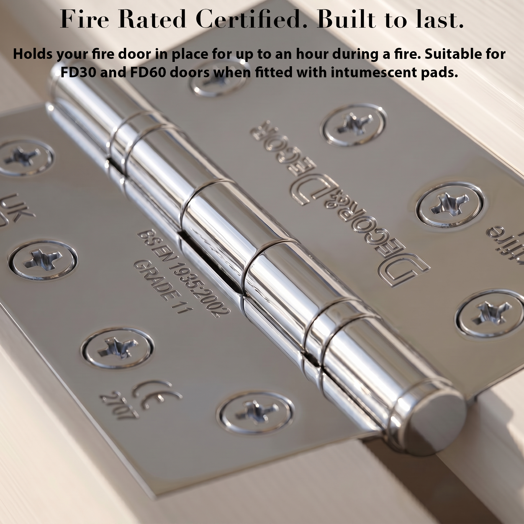 Ball Bearing Fire Rated Door Hinges - 102mm - Pair - Polished Chrome - Door Hinges - View 5 | Decoranddecor
