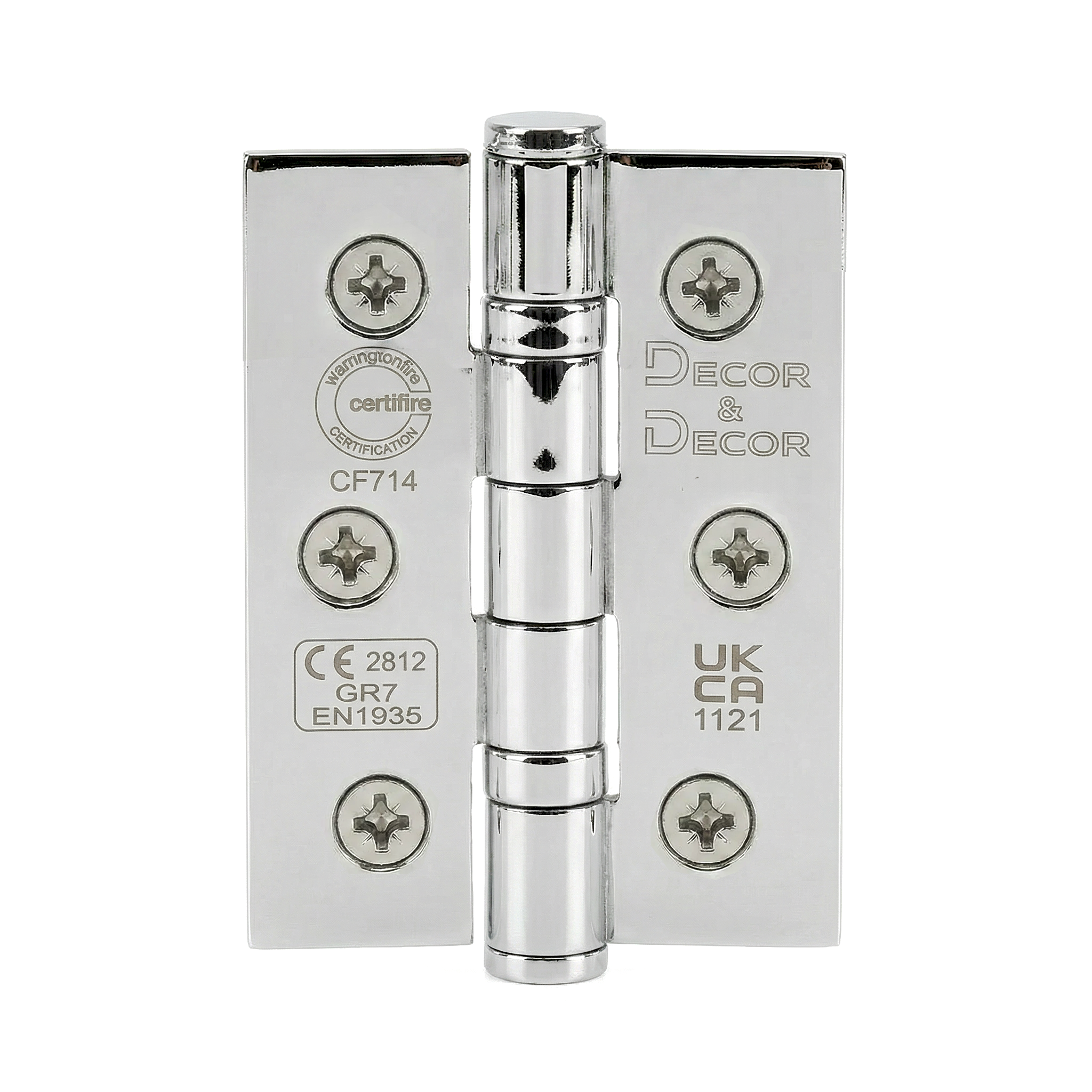 Ball Bearing Fire Rated Door Hinges - 76mm - Pair - Polished Chrome