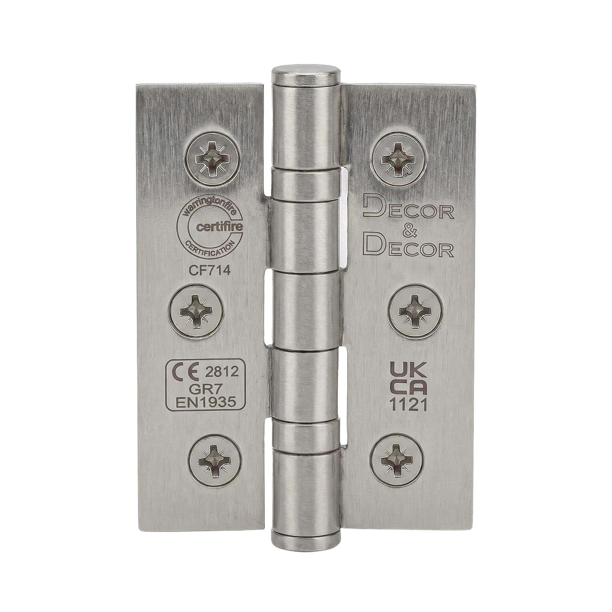 Ball Bearing Fire Rated Door Hinges - 76mm - Pair - Satin Nickel