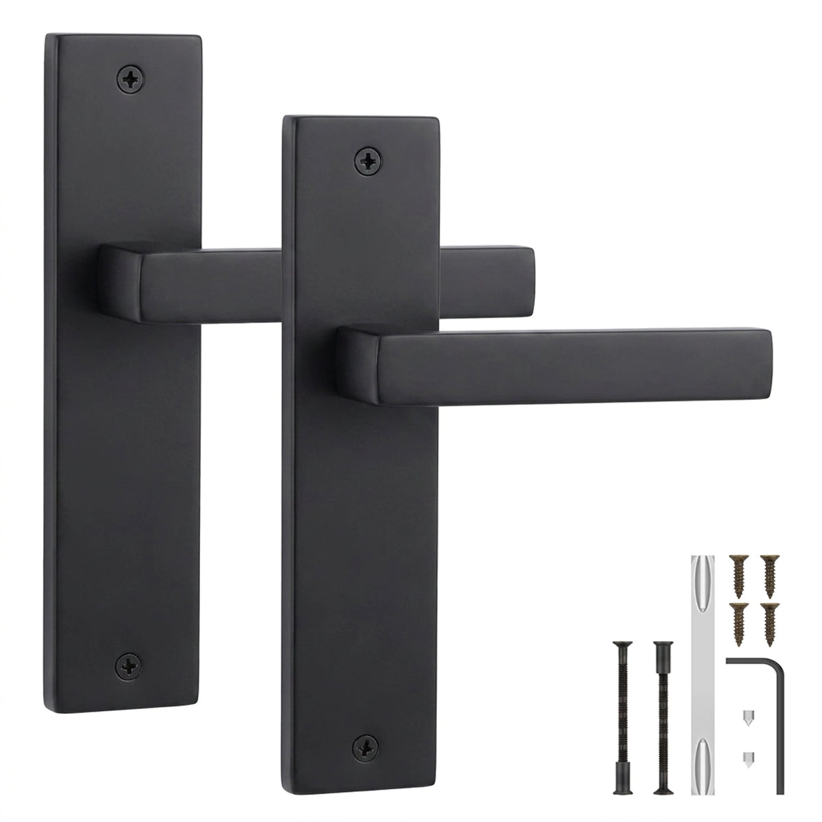 Lumina Door Handle on Backplate - Plain - Matt Black