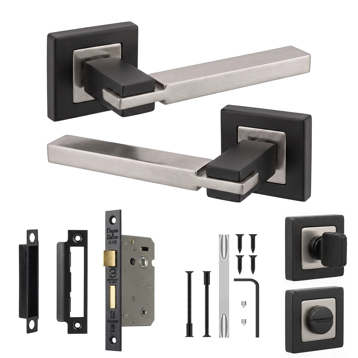 Nexus Duo Finish Bathroom Door Lever Handles - Bathroom Kit 64mm