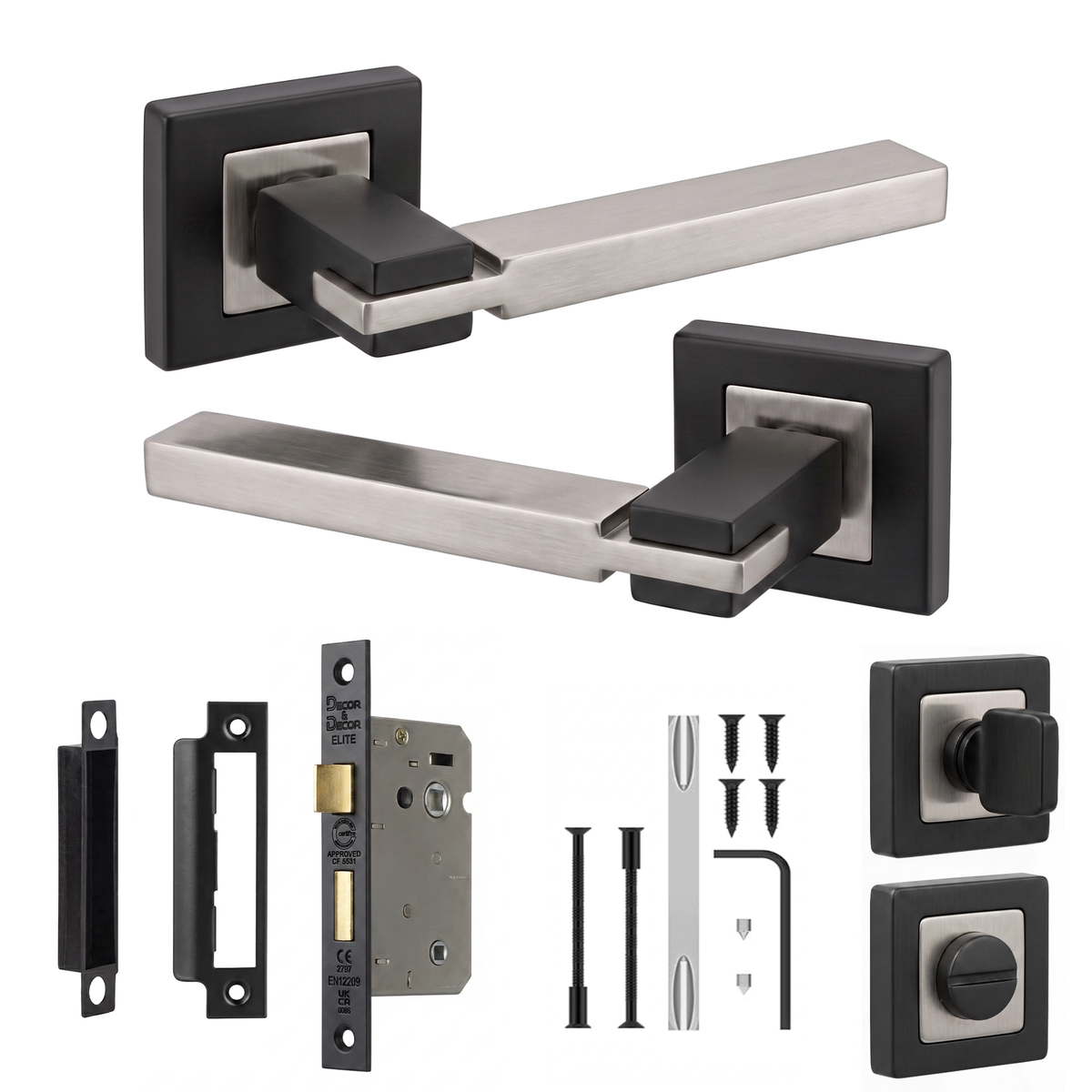 Nexus Duo Finish Bathroom Door Lever Handles - Bathroom Kit 76mm