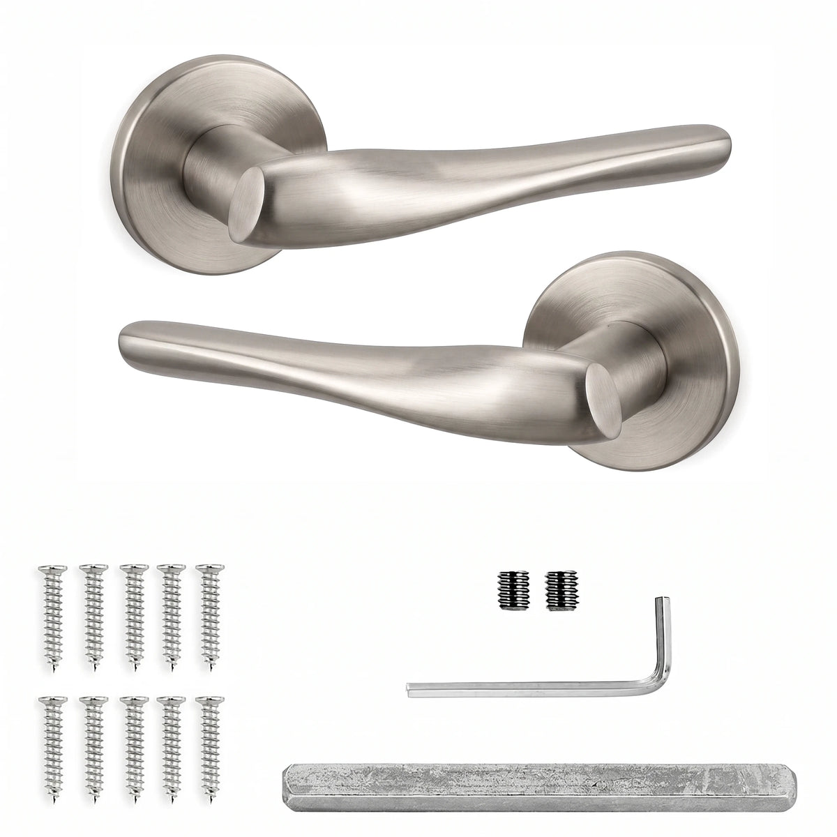 Nanda Internal Door Handles - Brushed Satin Nickel