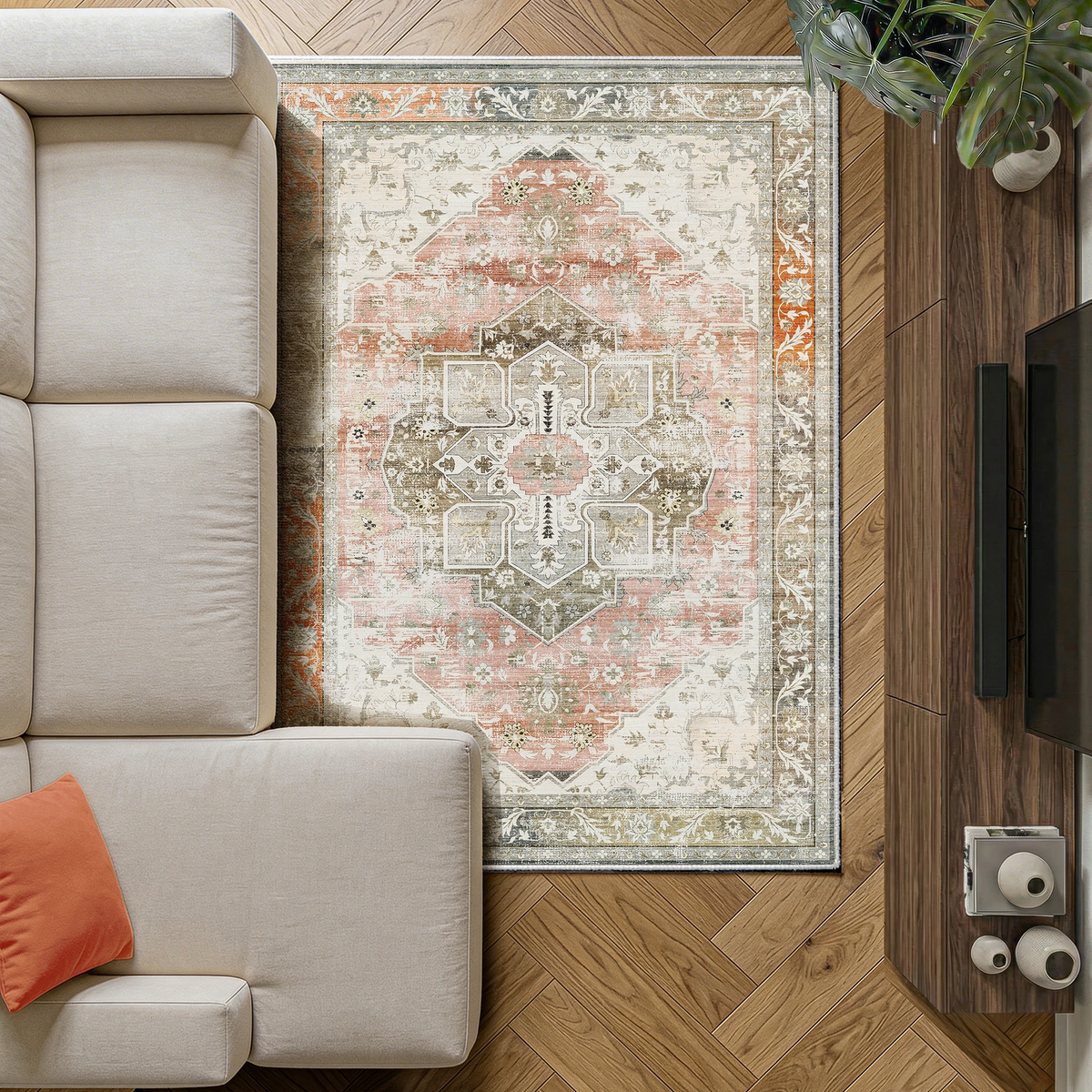 Novera - Vintage Washable Dining Room Area Rug - 120x170cm