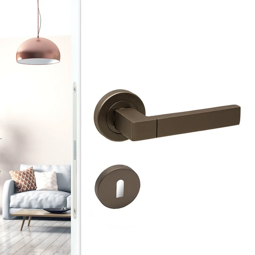 Lumina Matt Bronze Privacy Door Lever Handles- Sash Lock Kit Set - Decor And Decor