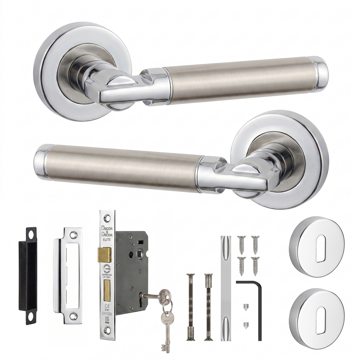 Enigma Duo Finish Privacy Door Lever Handles - Sash Lock Kit 76mm