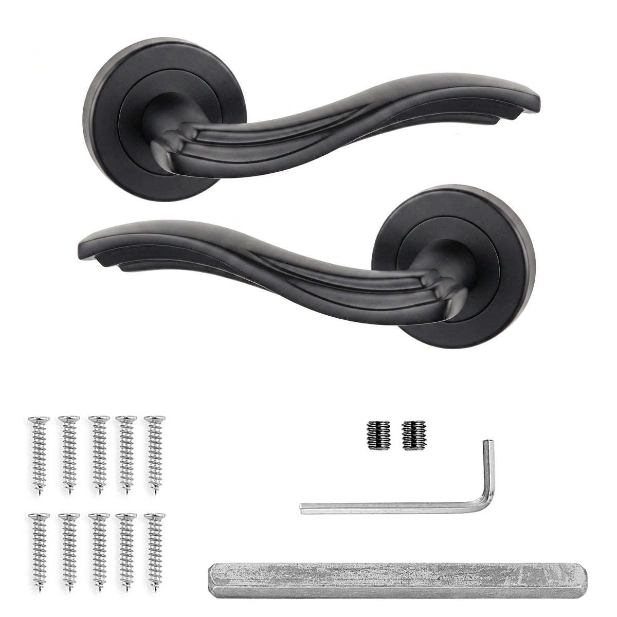 Solace Matt Black Door Lever Handles - Pair of Handles