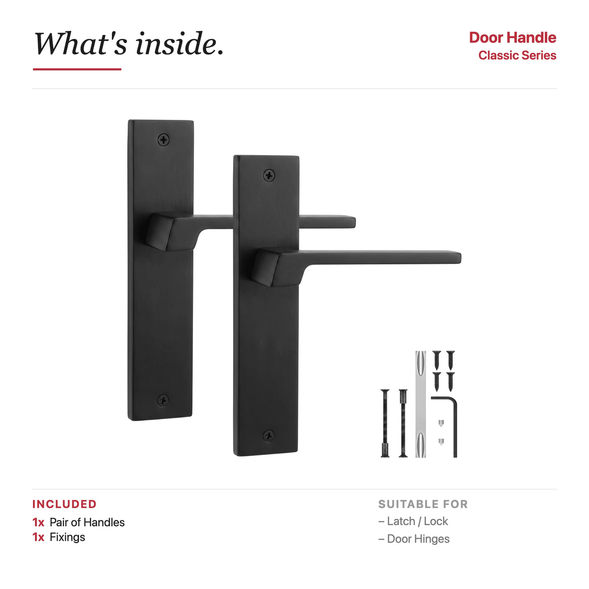 Spectra Door Handle on Backplate – showing what's included in the box