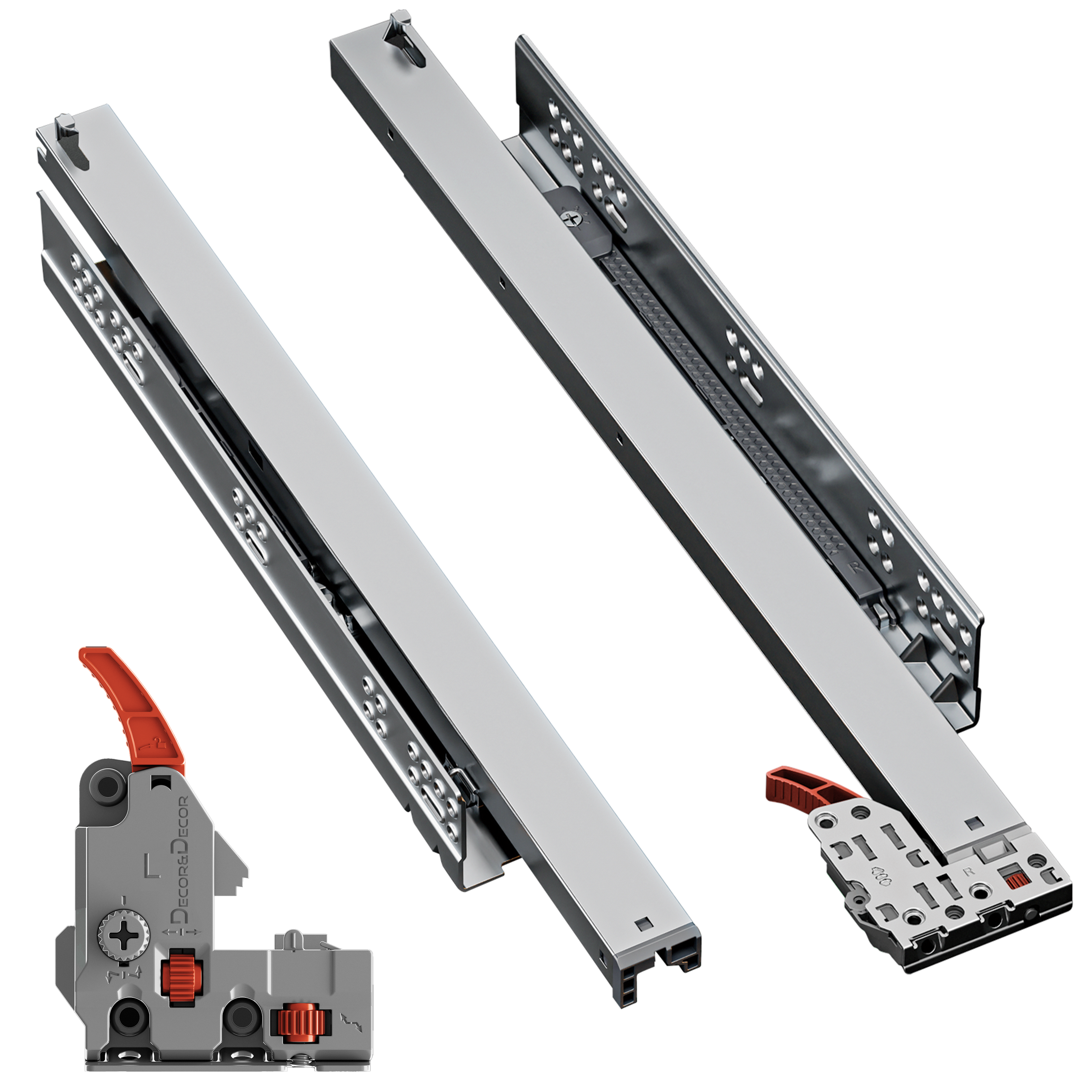 Soft Close Undermount Drawer Runners - Full Extension - 35 kg Capacity - 250mm Length