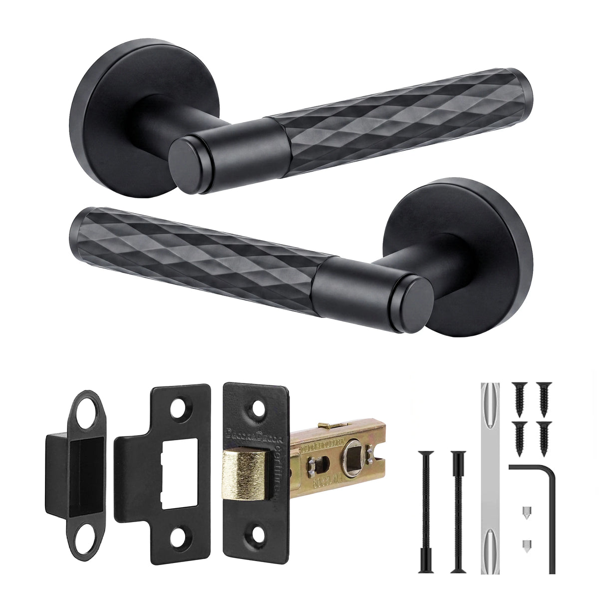 Tore Matt Black Passage Door Handles - Latch Kit Set