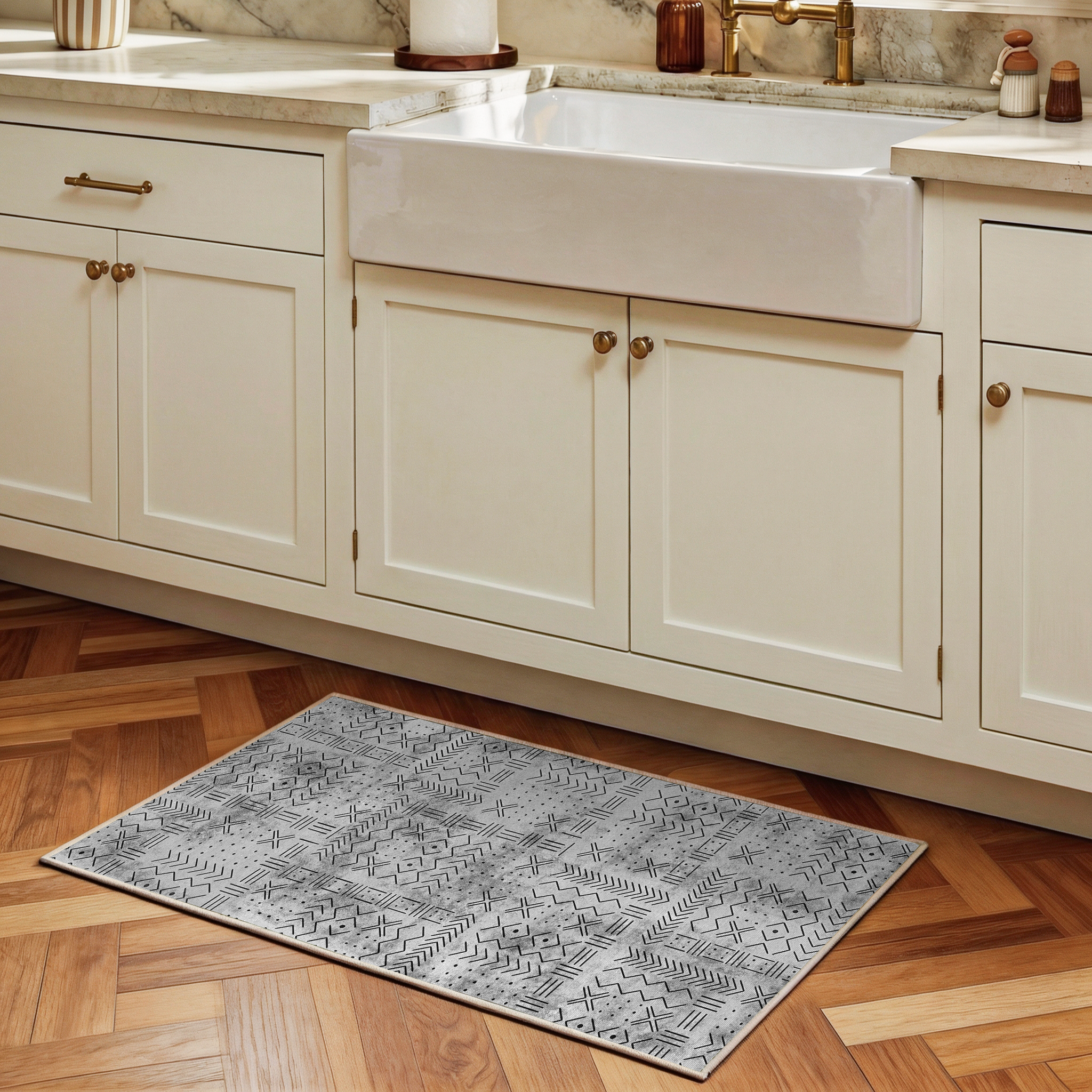 Velano - Geometric Washable Bathroom Rug - 60x90cm