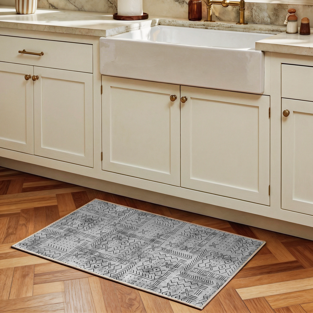 Velano - Geometric Washable Bathroom Rug - 60x90cm