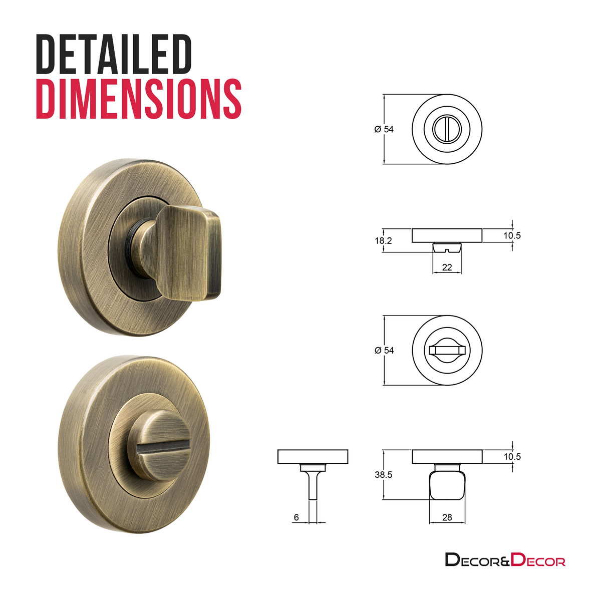 Bathroom Thumbturn and Release - Antique Brass