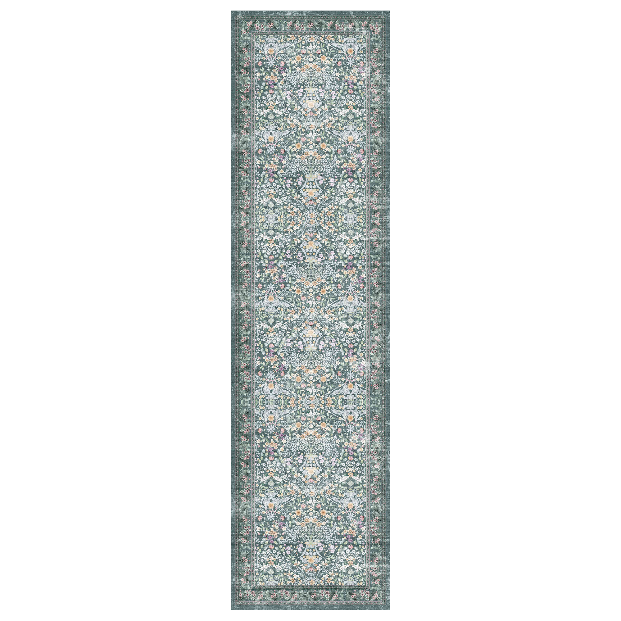 Zafira - Floral Washable Long Runner Rug- 60x240cm