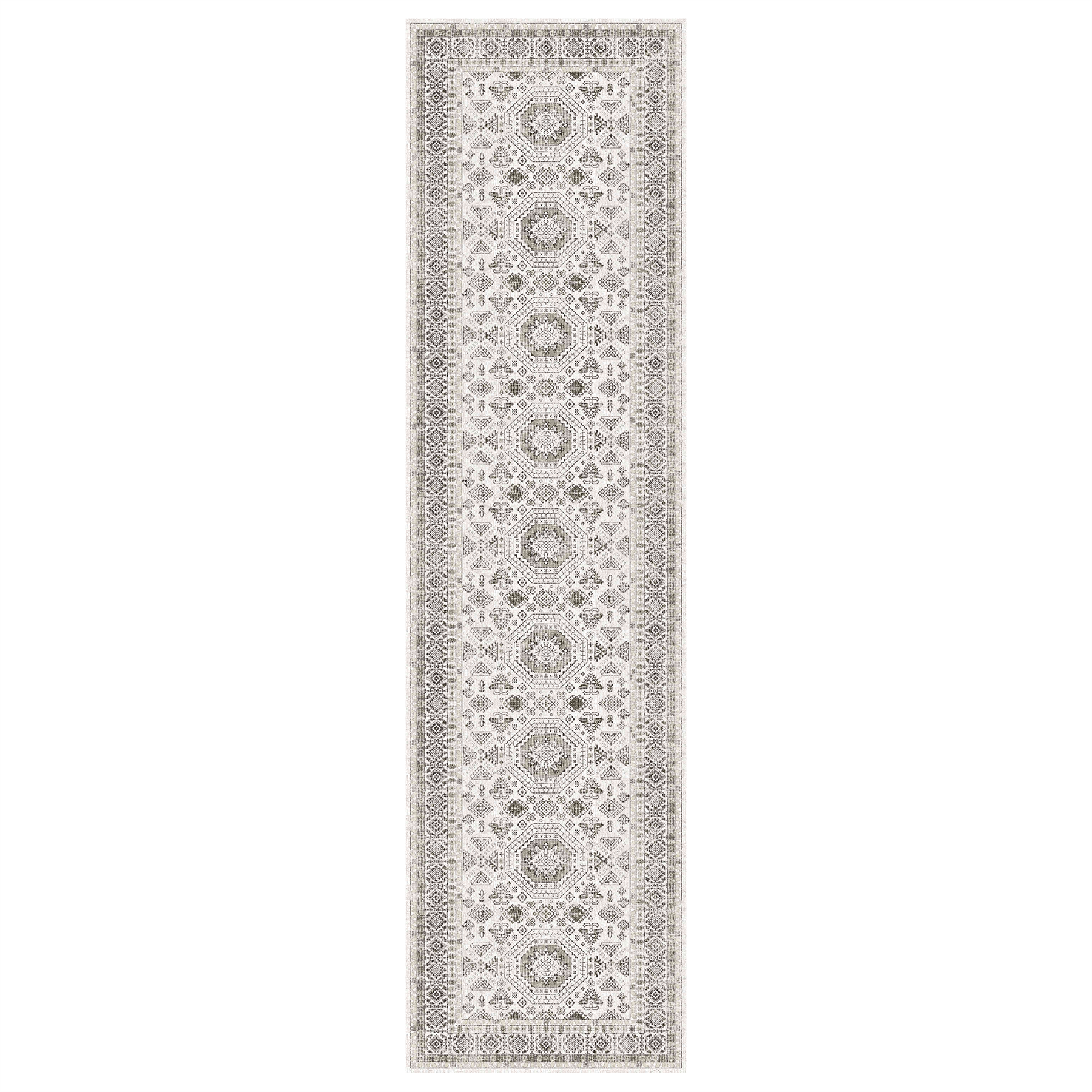 Vassia - Monochrome Washable Runner Hallway Rug - 80x300cm