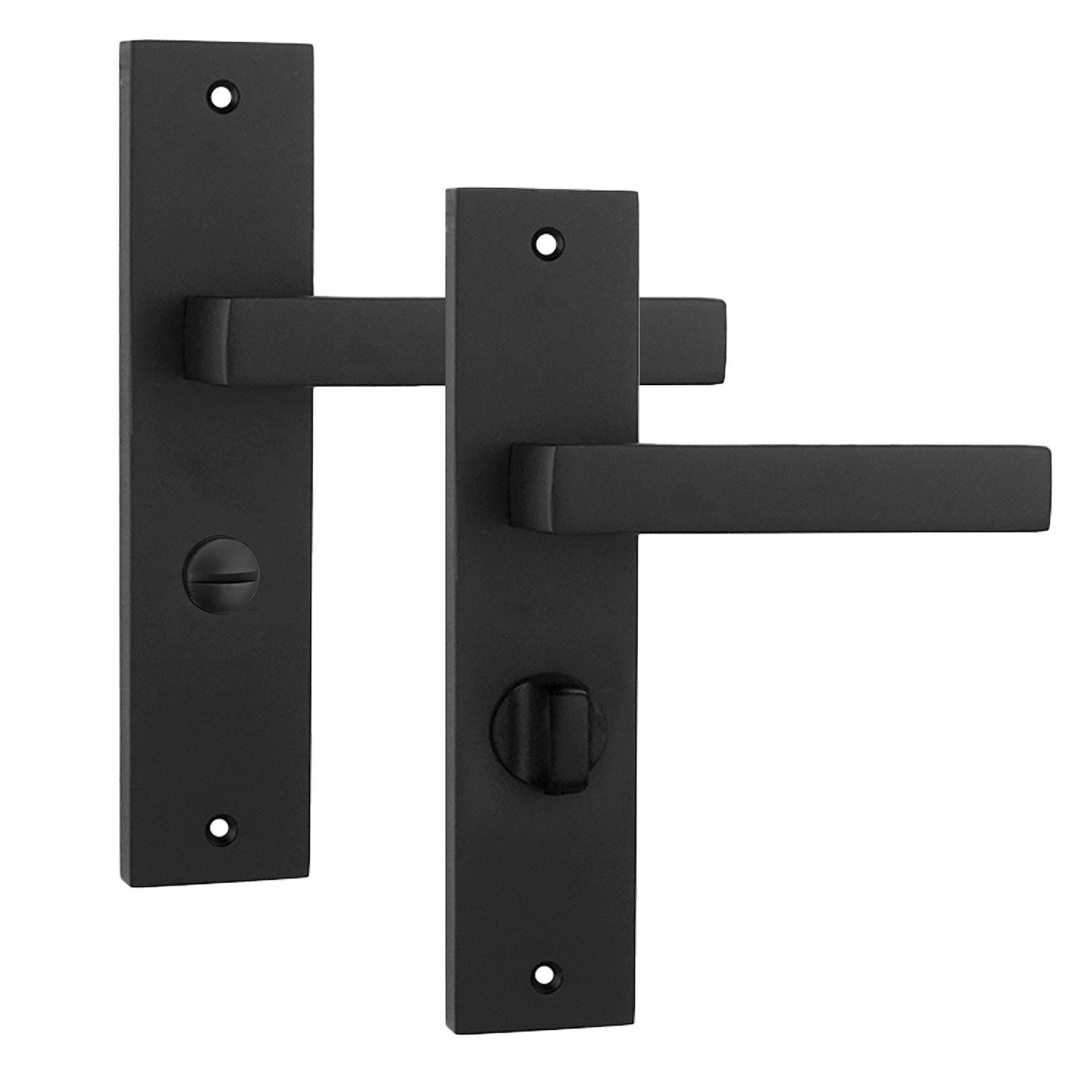 Lumina Door Handle on Backplate - WC - Matt Black