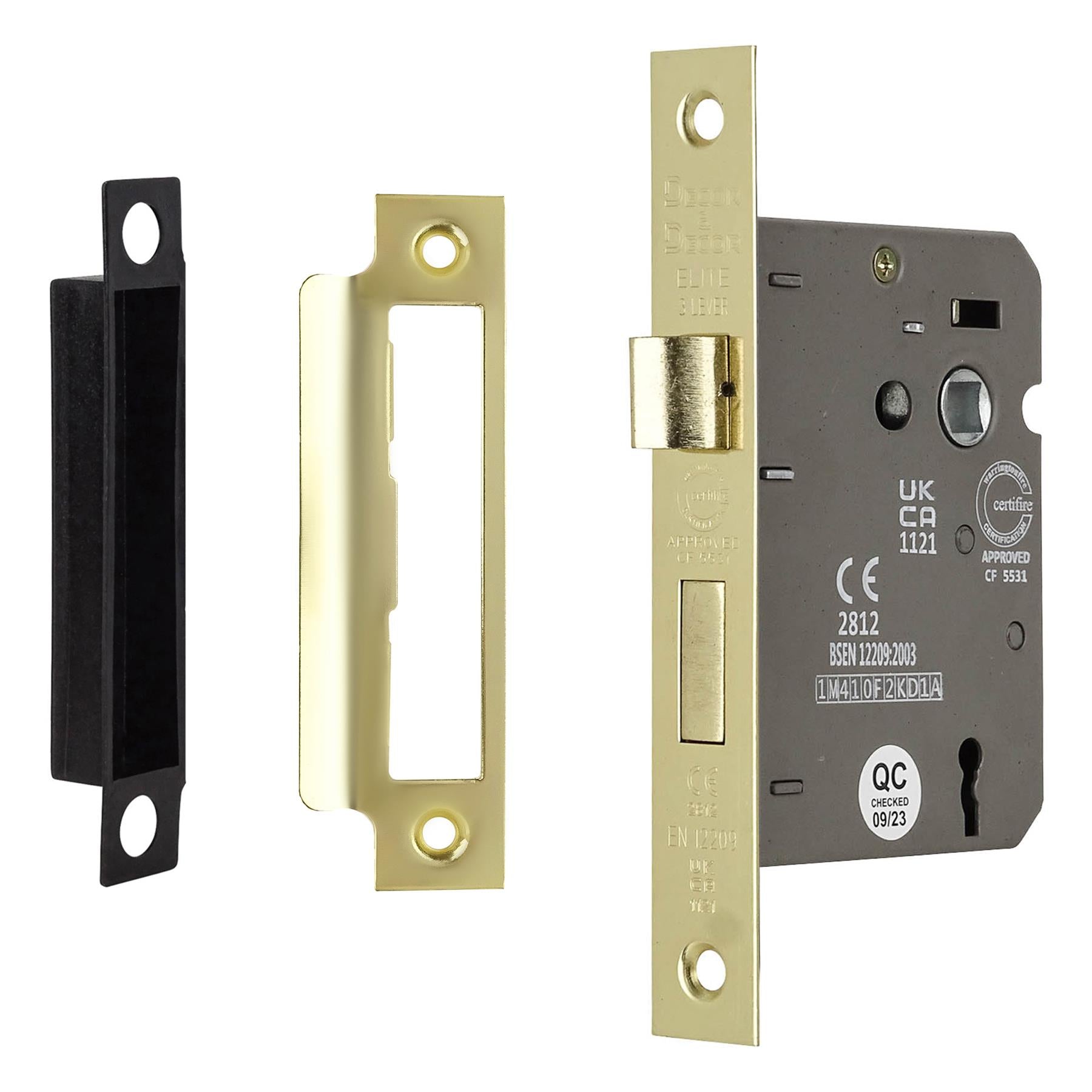 Fire Rated Sash Mortice Lock - 64mm - Electro Brass - Sash Mortice Lock | Decoranddecor