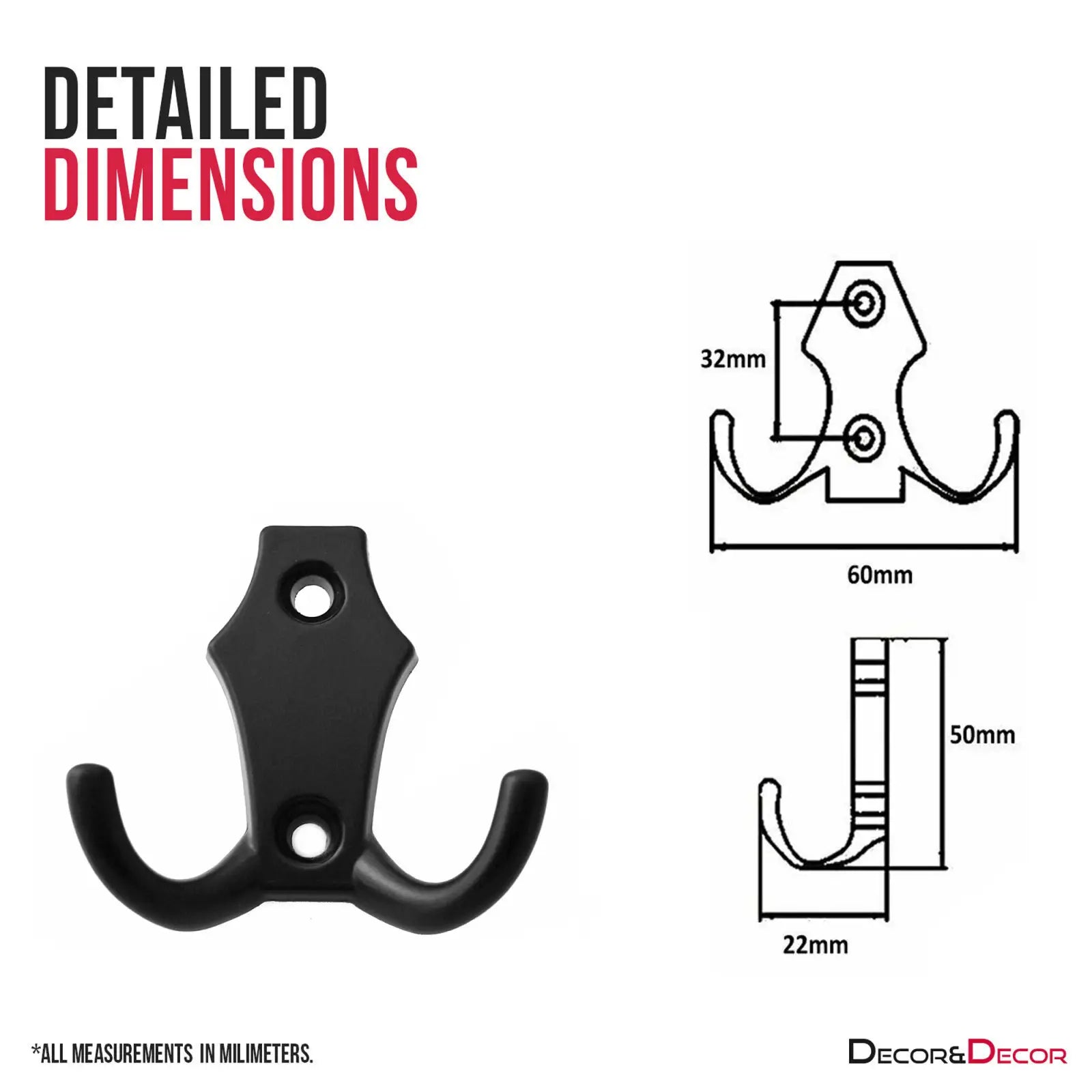 Aluminium Alloy Double Robe Hook - Decor And Decor
