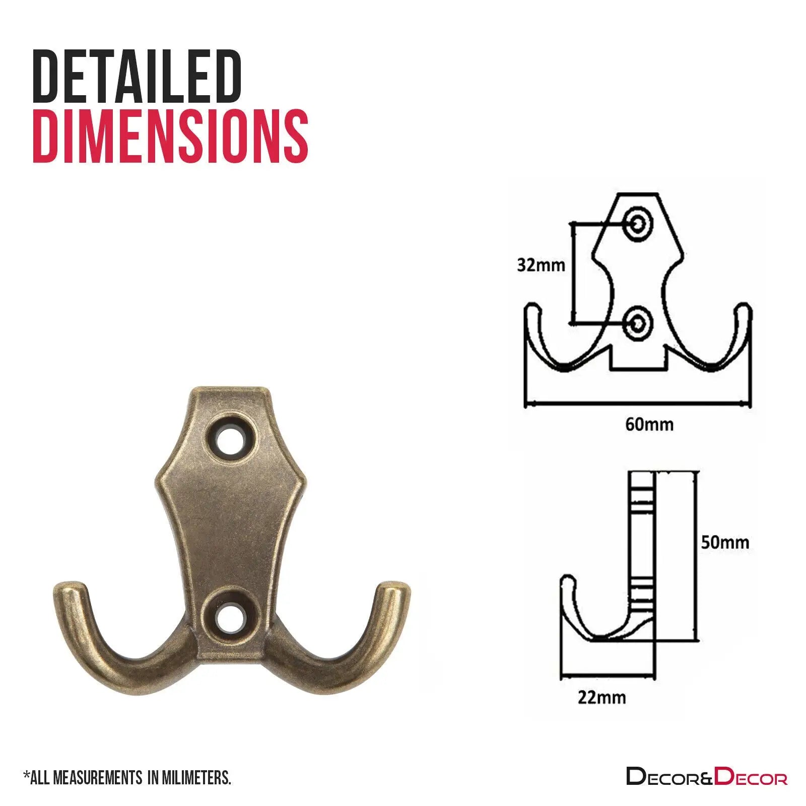 Aluminium Alloy Double Robe Hook - Decor And Decor
