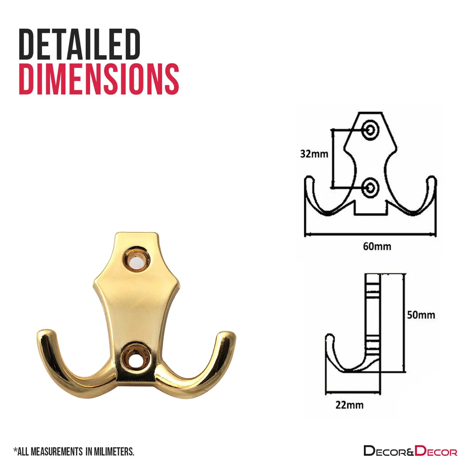 Aluminium Alloy Double Robe Hook - Decor And Decor