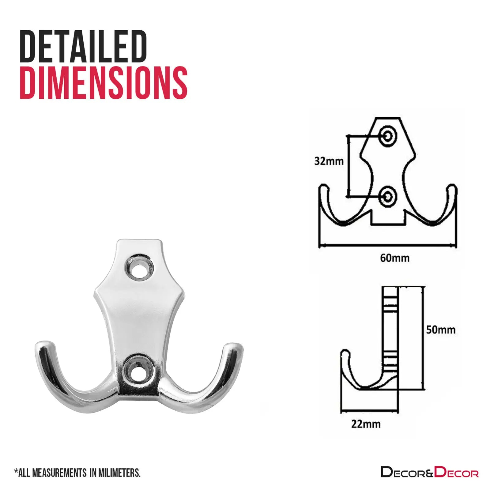 Aluminium Alloy Double Robe Hook - Decor And Decor