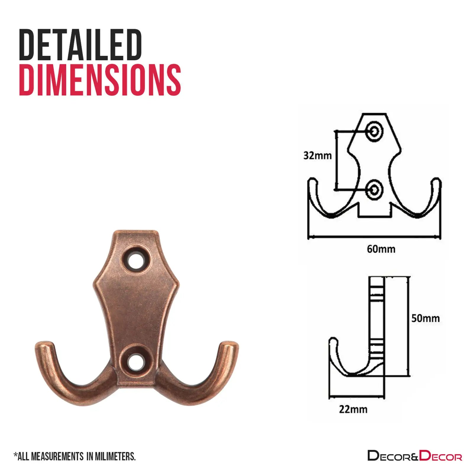 Aluminium Alloy Double Robe Hook - Decor And Decor